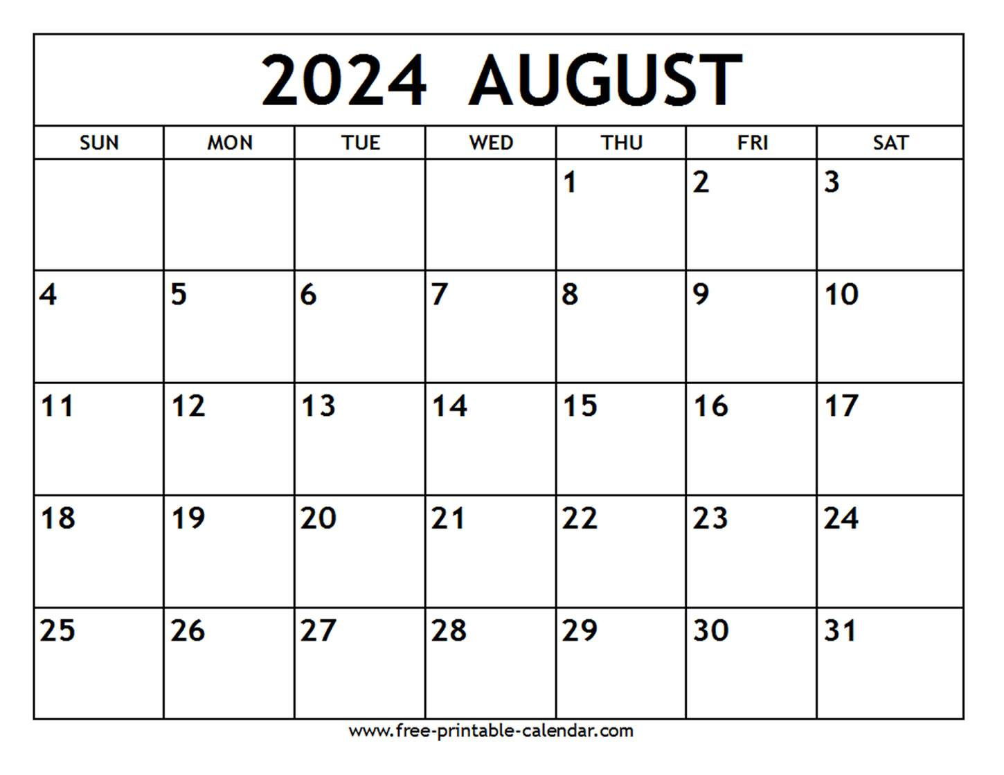 August 2024 Calendar - Free-Printable-Calendar | Free June July August 2024 Calendar