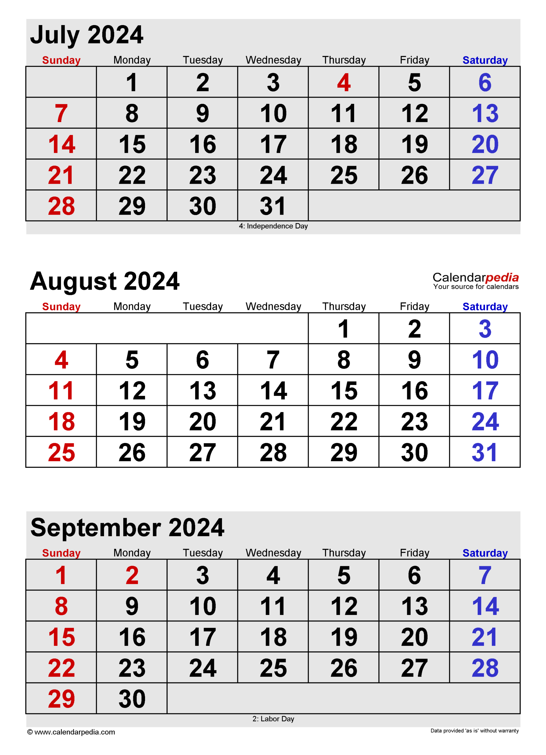 August 2024 Calendar | Templates For Word, Excel And Pdf | Calendar June July August September 2024