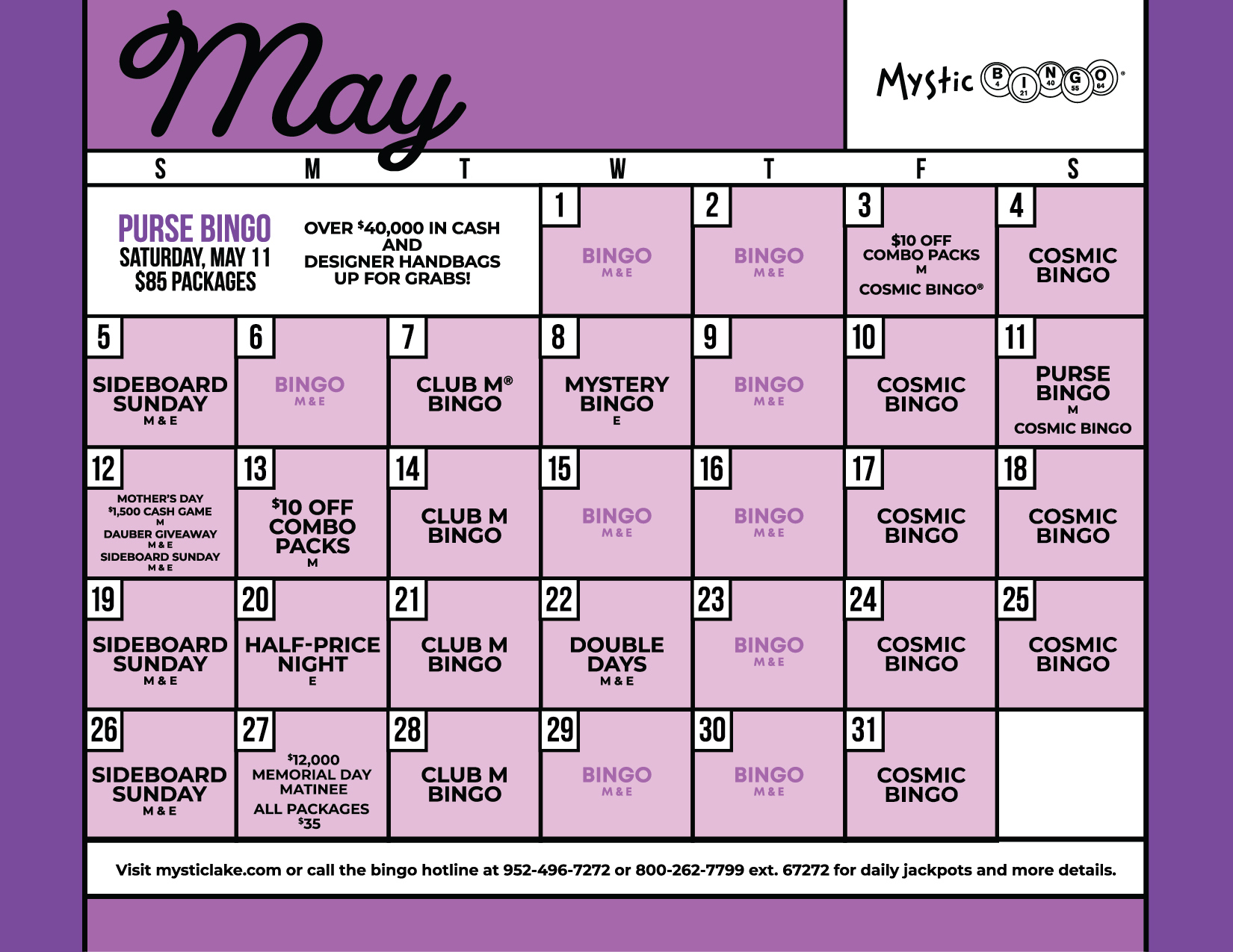 Bingo Calendar | Foxwoods Bingo Calendar For June