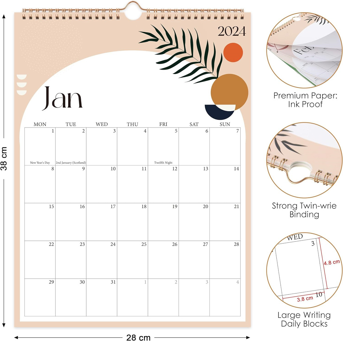 Calendar 2024 Uk-18 Month Wall Calendar From Jan 2024- June 2025 | Jan to June 2024 Calendar