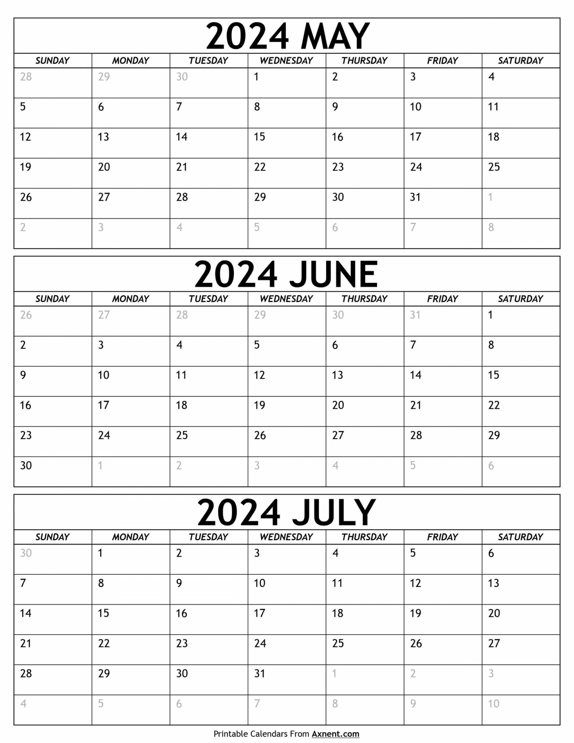 Calendar May June July 2024 | Calendar May, July Calendar, Calendar | 2024 Calendar June and July