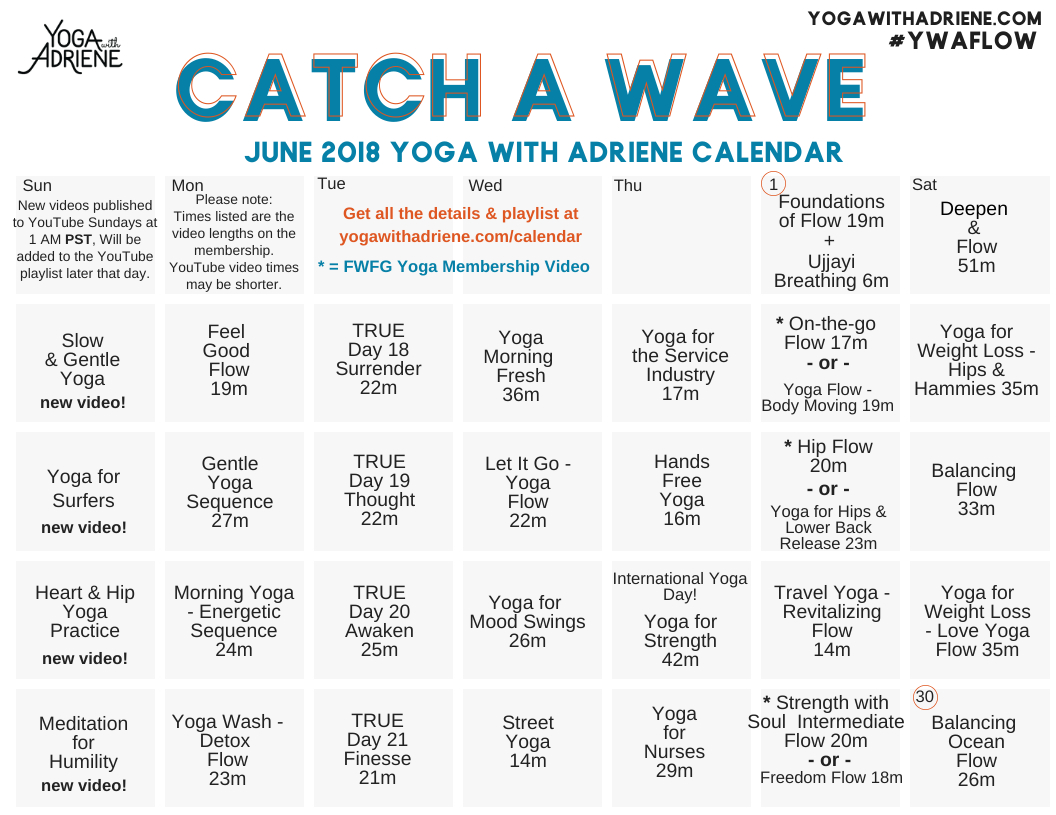 Calendar | Yoga With Adriene June Calendar