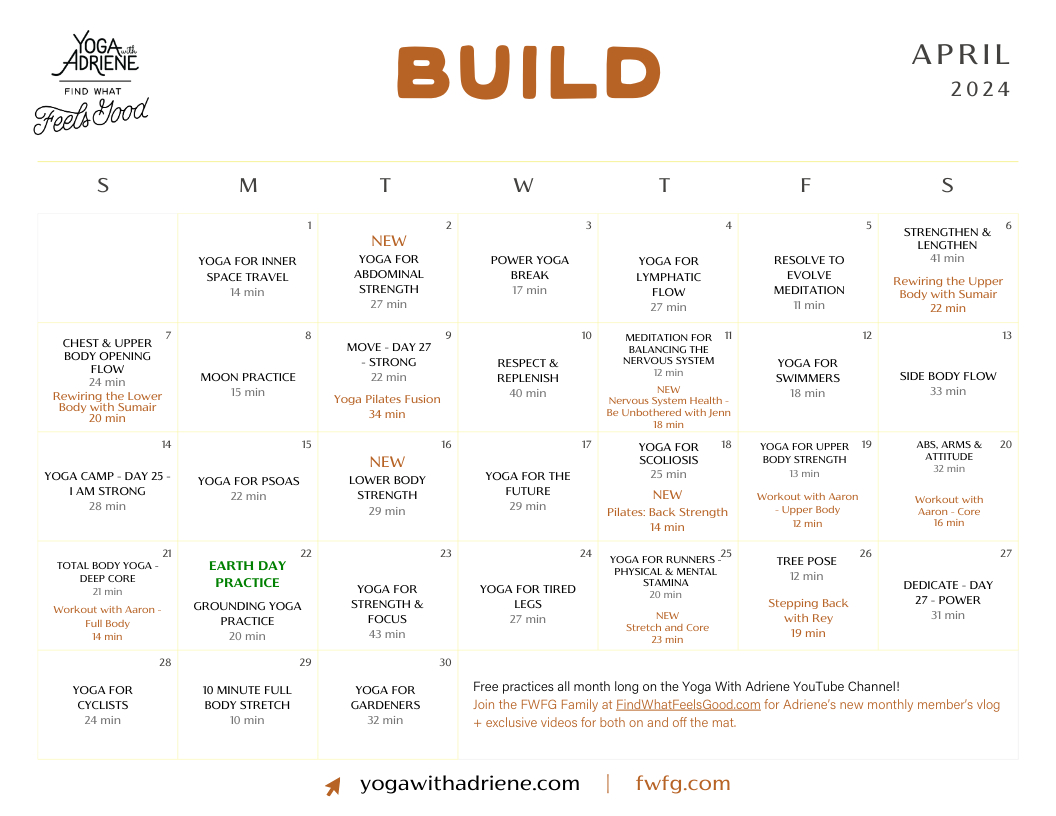 Calendar | Yoga With Adriene June Calendar