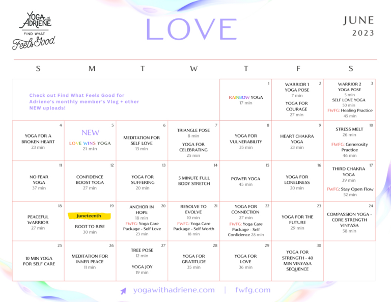 Calendar | Yoga With Adriene June Calendar