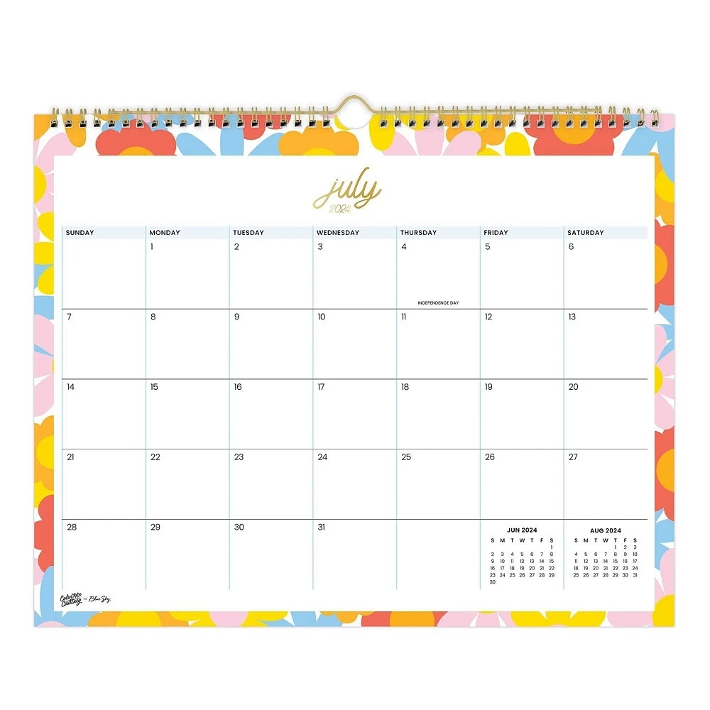 Color Me Courtney For Blue Sky June 2024- July 2025 Monthly Wall Calendar 12X15 Daisy Burst | Blue Sky Calendar July 2024 June 2024