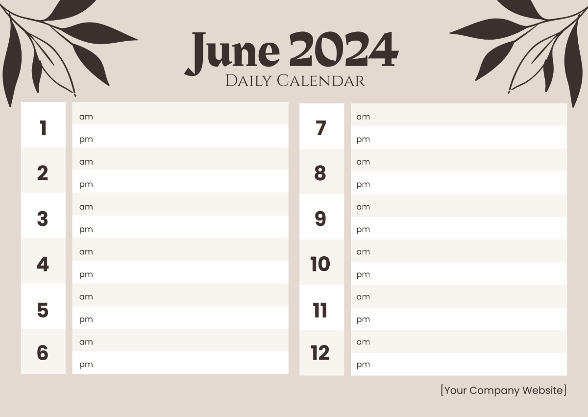 Daily Calendar 2024 June Template - Edit Online &amp;amp; Download Example | Daily Calendar For June 2024