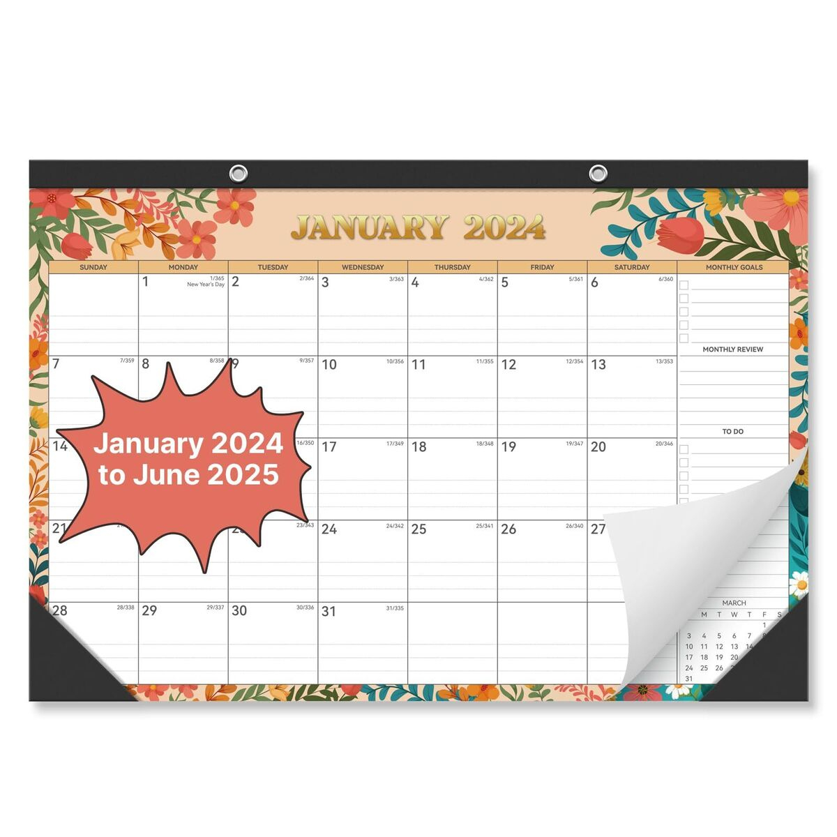 Desk Calendar 2024-2025, January 2024- June 2025, 18-Months,17&amp;#039;&amp;#039;X | Calendar 2024 January To June 2025