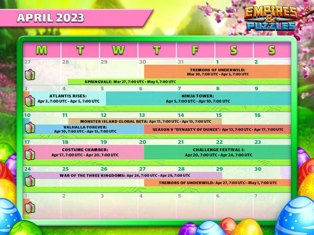 Empires And Puzzles April 2024 Calendar ในปี 2024 | Empires and Puzzles June 2024 Calendar