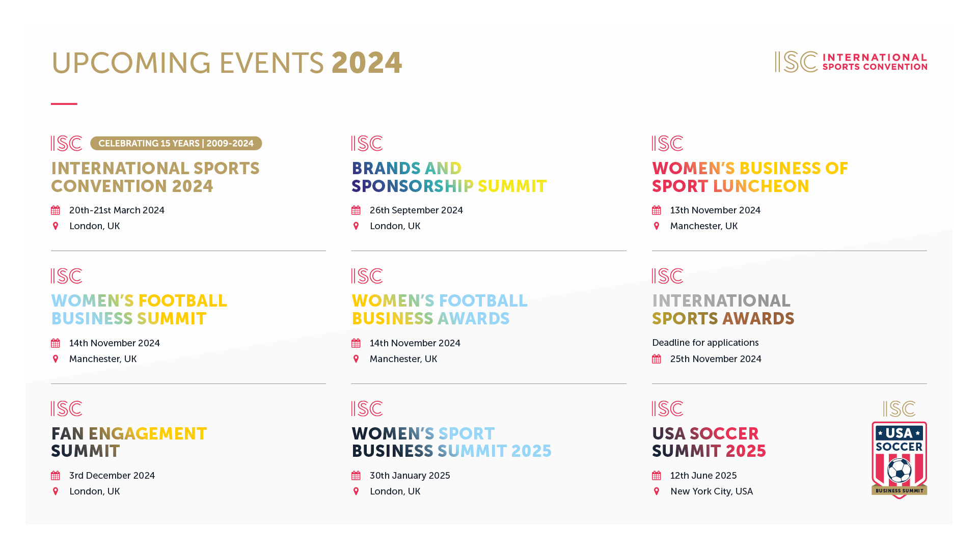 Events Calendar 2024 Overview - International Sports Convention | Calendar of Events For June 2024