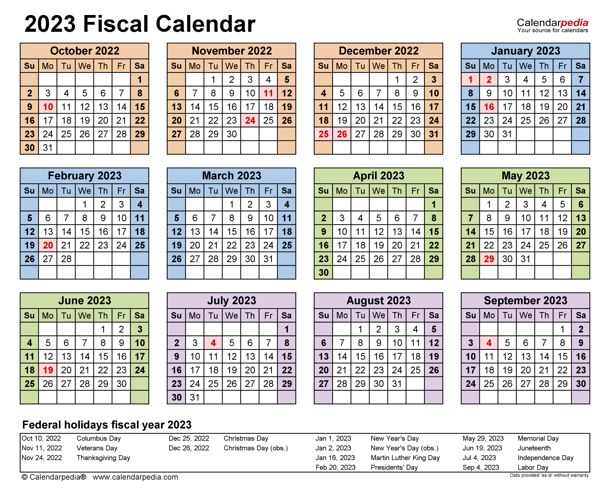 Fiscal Calendars 2023 - Free Printable Pdf Templates | Fiscal Year Calendar July June