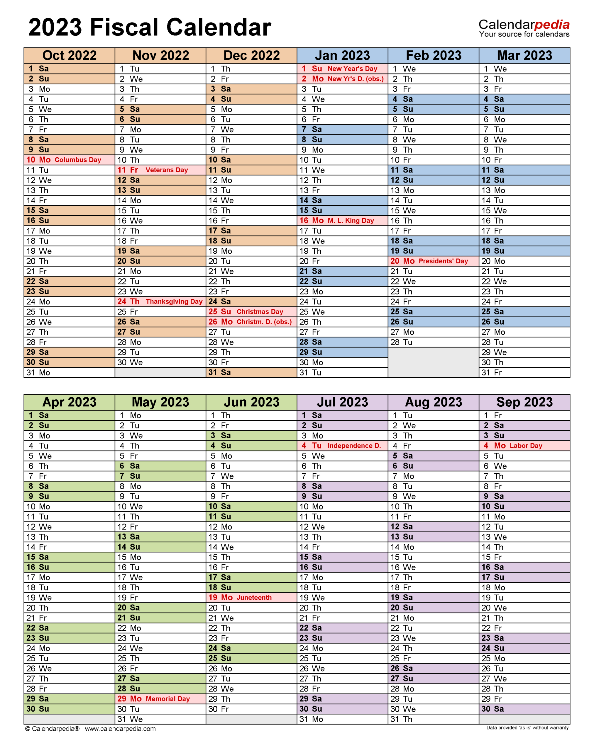 Fiscal Calendars 2023 - Free Printable Pdf Templates | July To June Fiscal Year Calendar