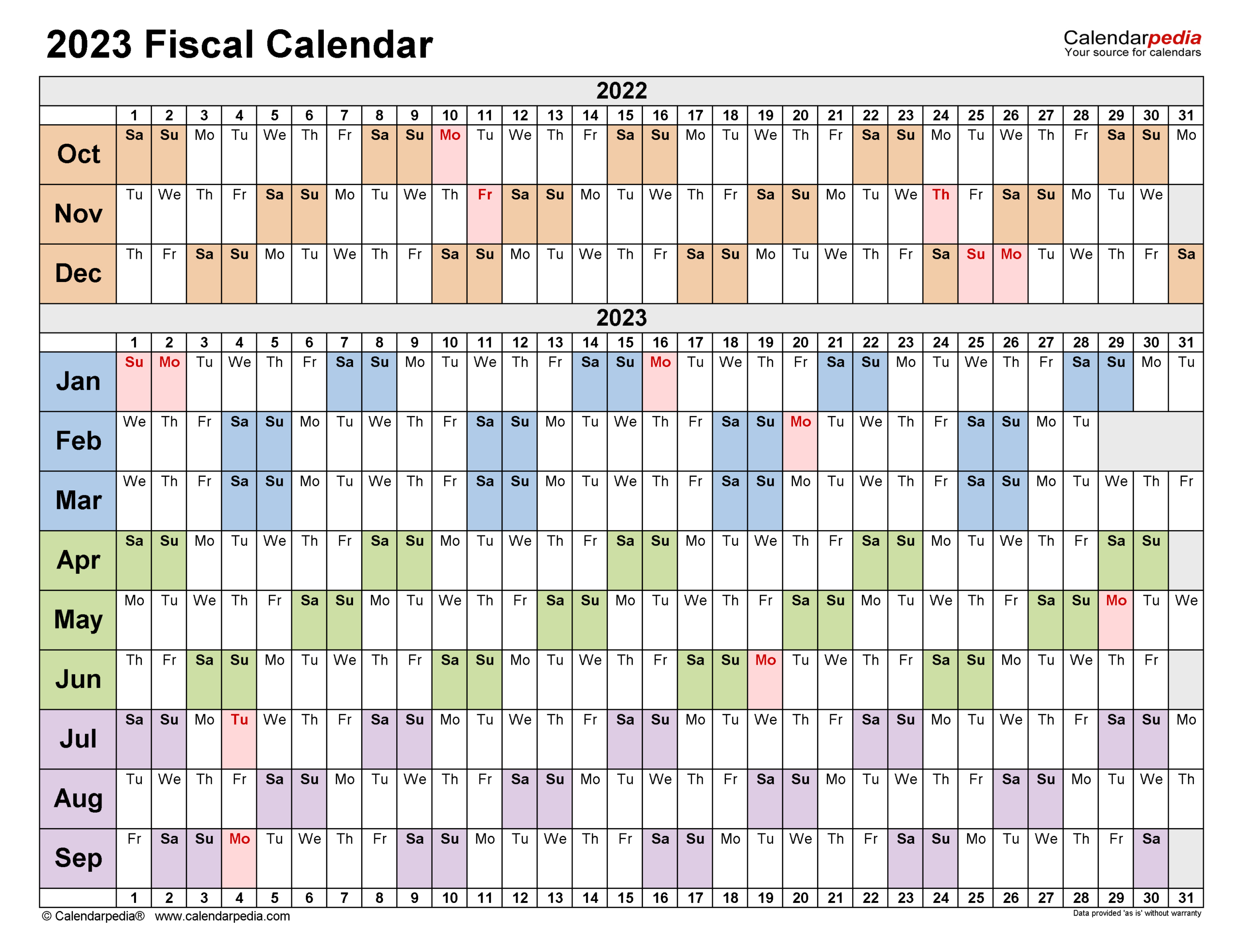 Fiscal Calendars 2023 - Free Printable Pdf Templates | July To June Fiscal Year Calendar