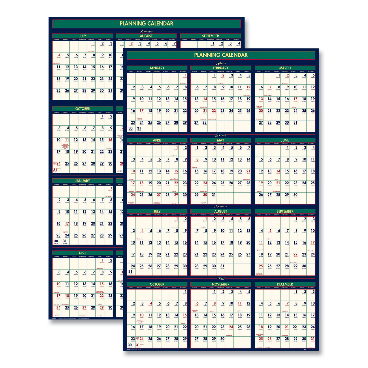 Four Seasons Business/Academic Recycled Wall Calendar, 24 X 37, 12 | July To June Wall Calendar