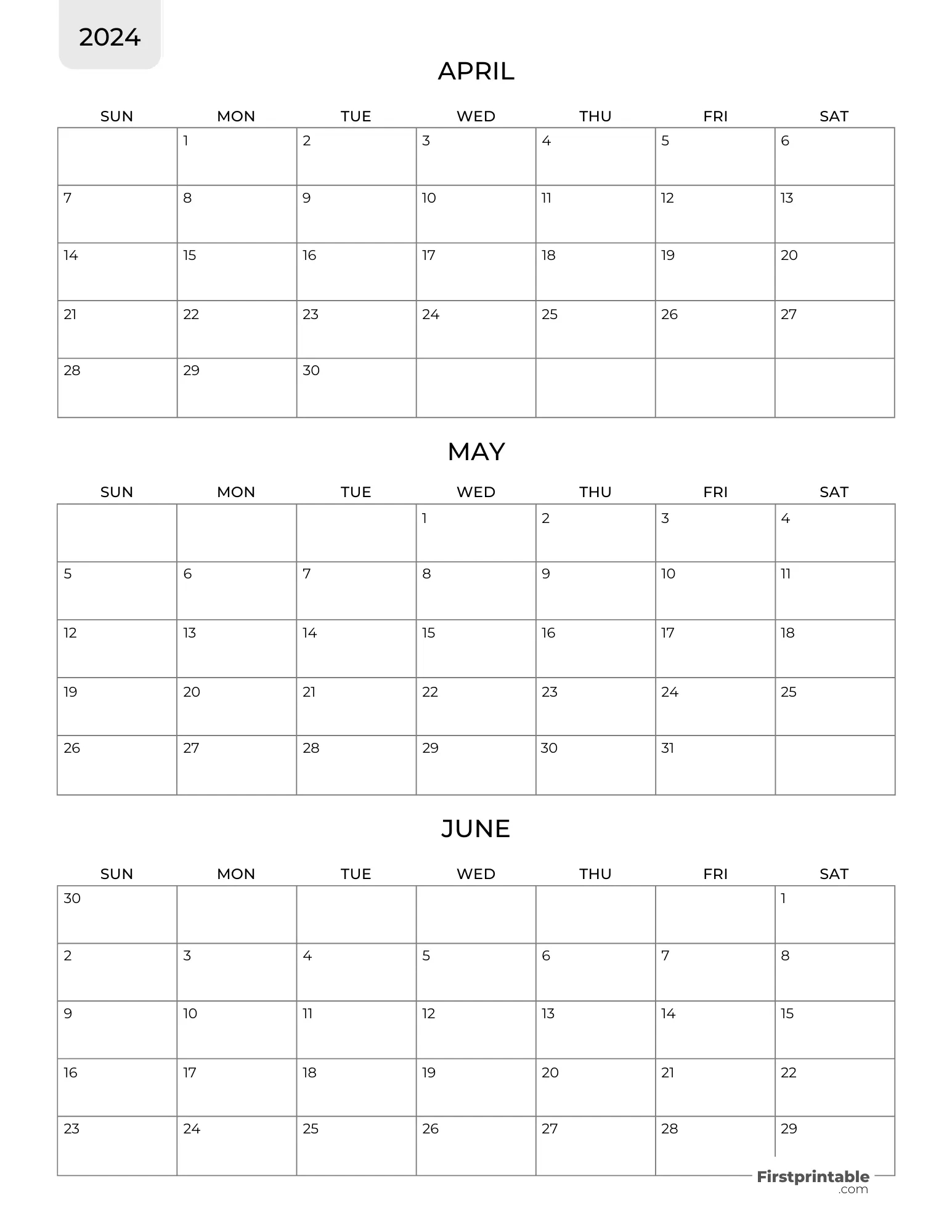 Free 3 Month Calendars 2024 | Blank Calendar June And July 2024