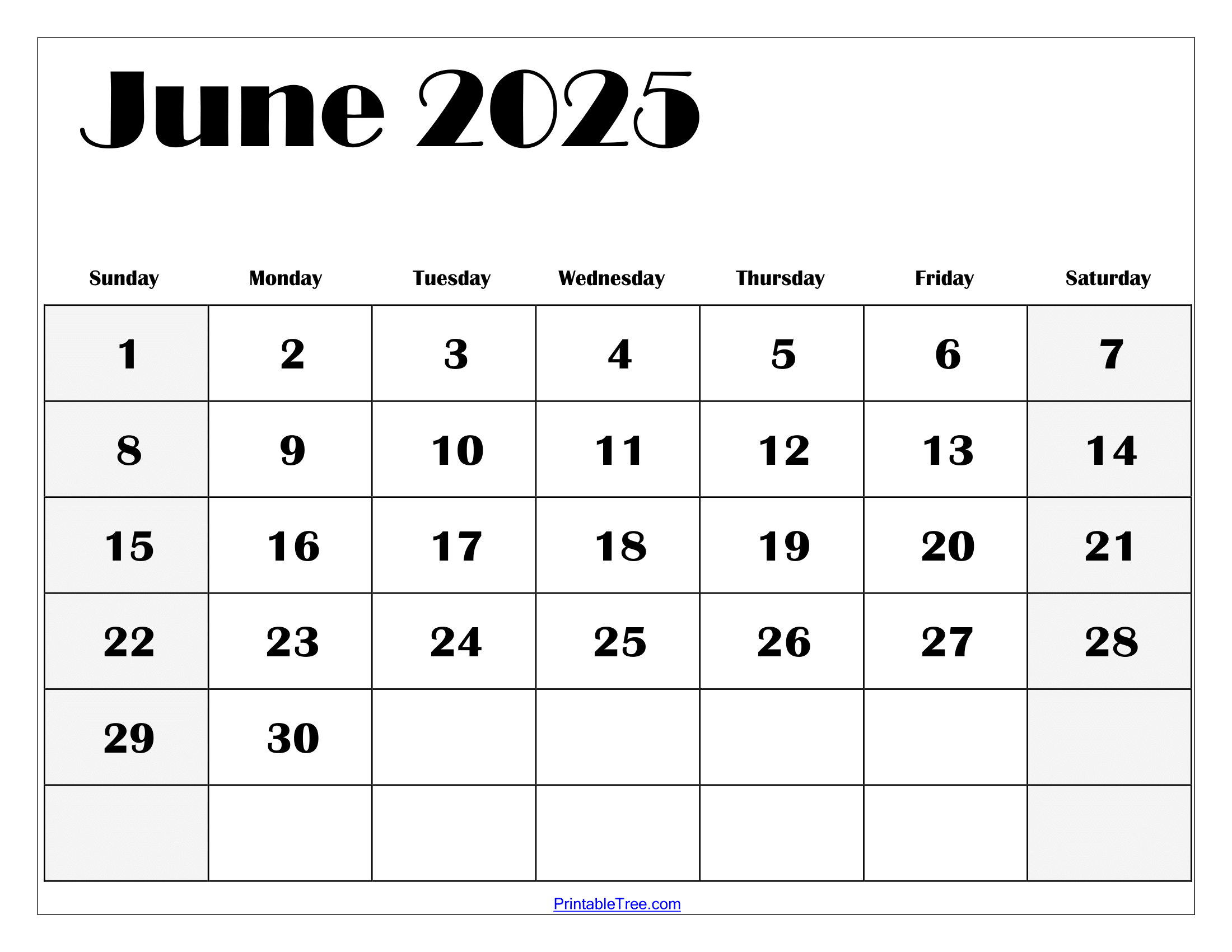 Free June 2025 Calendar Printable Pdf Template With Holidays | Calendar June 2024 - June 2025