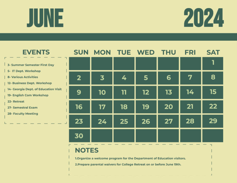 Free June Calendar 2024 Templates &amp; Examples - Edit Online &amp; Download | June Calendar of Events 2024