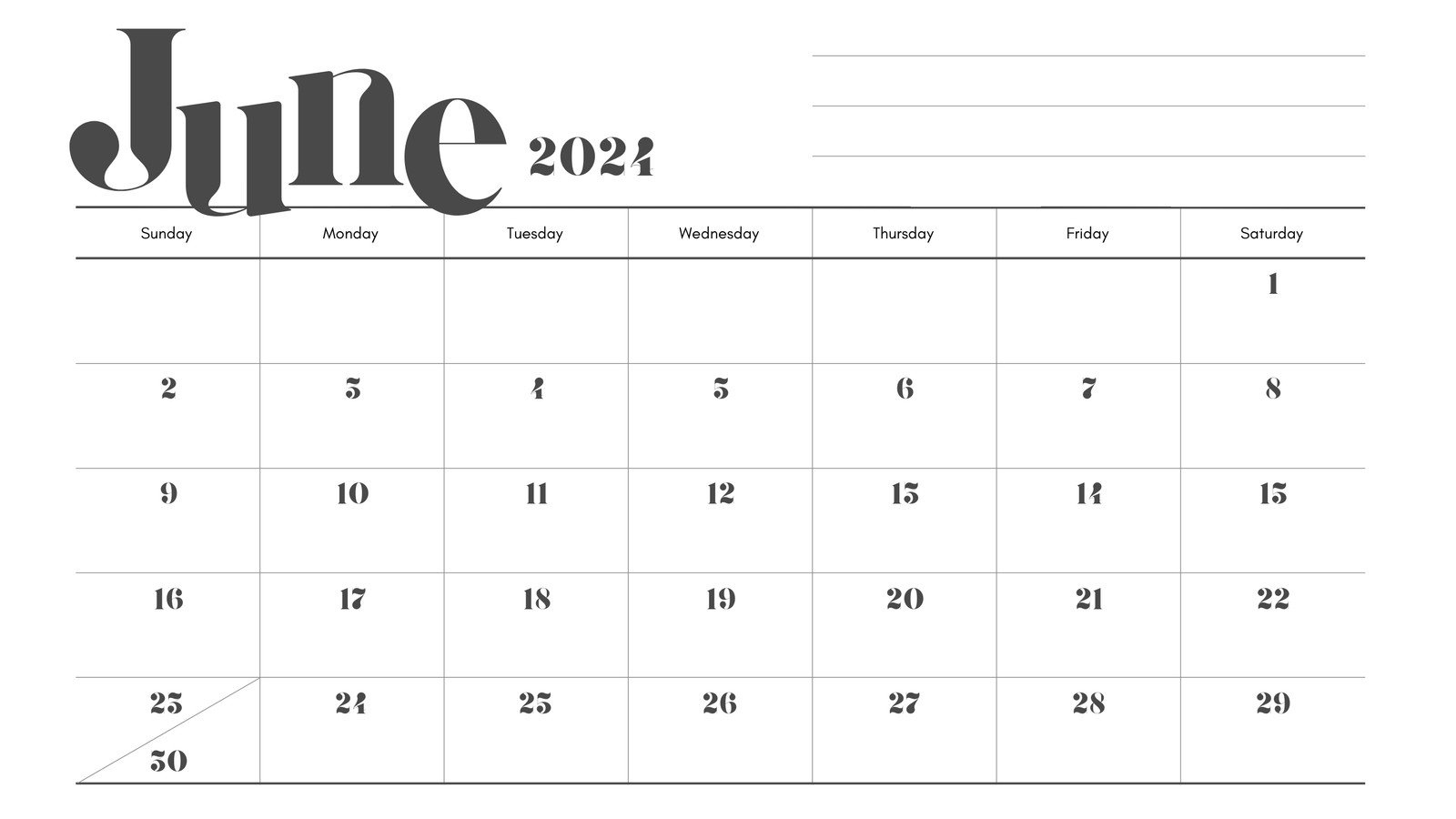 Free Printable, Custom June 2024 Calendar Templates | Canva | Blank June 2024 Calendar Editable