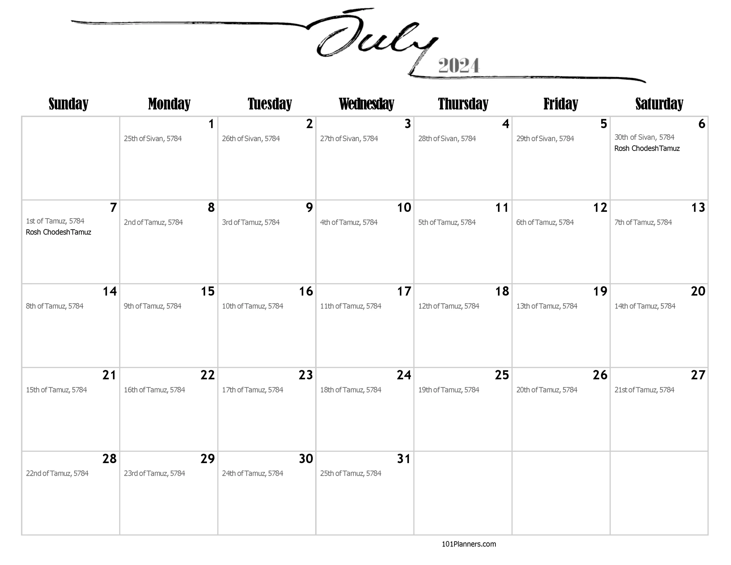 Free Printable Jewish Calendar 2023, 2024, And 2025 | Month Of June In Hebrew Calendar