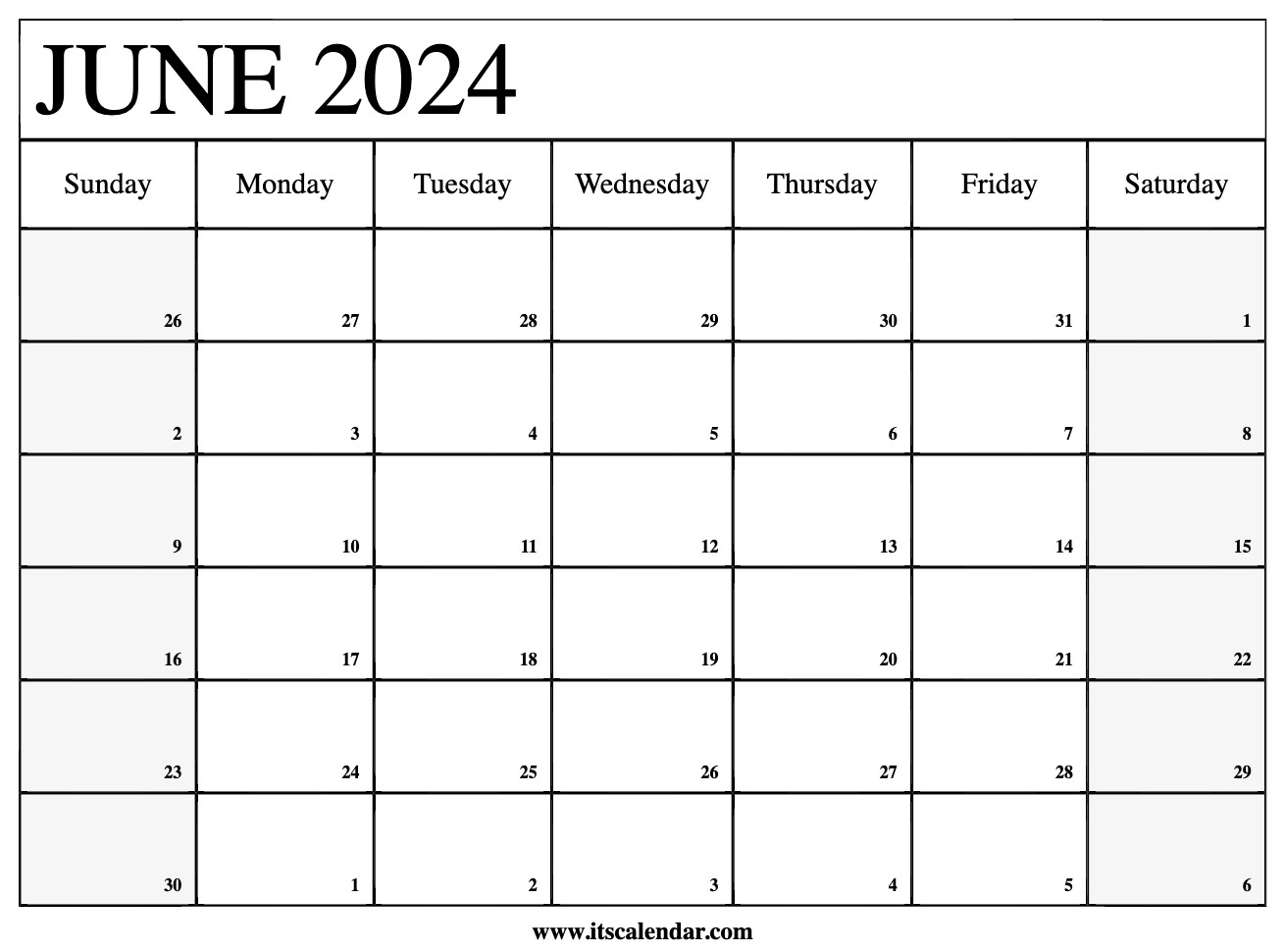 Free Printable June 2024 Calendar | Catholic Calendar For June 2024