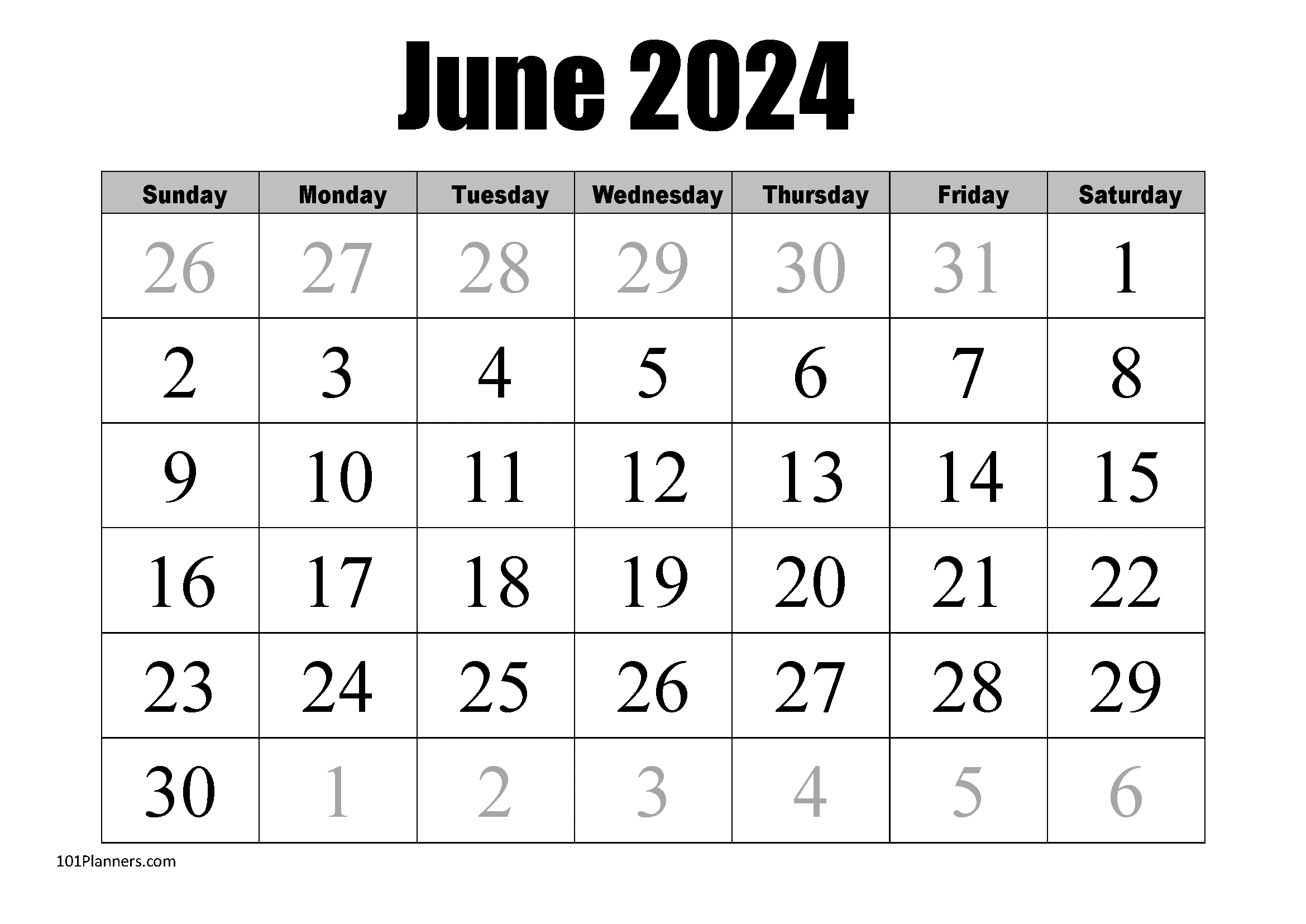 Free Printable June 2024 Calendar | Customize Online | June 2024 Calendar Word Download