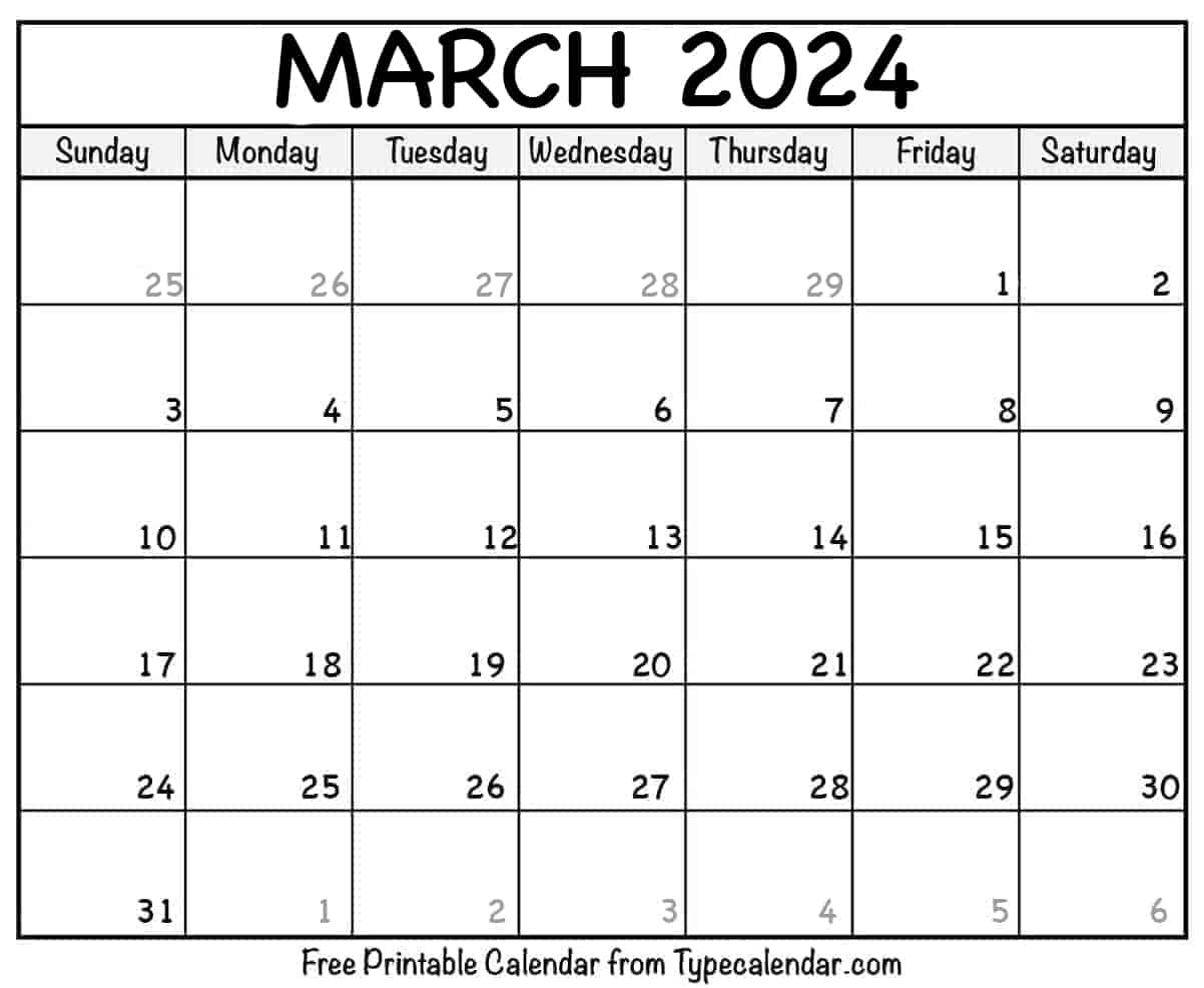 Free Printable March 2024 Calendars - Download | Calendar March To June 2024