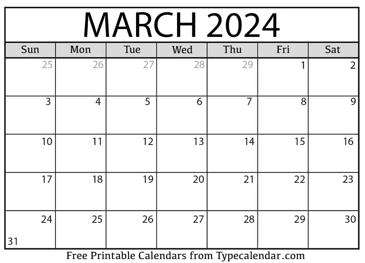 Free Printable March 2024 Calendars - Download | Calendar Template July 2024 to June 2024