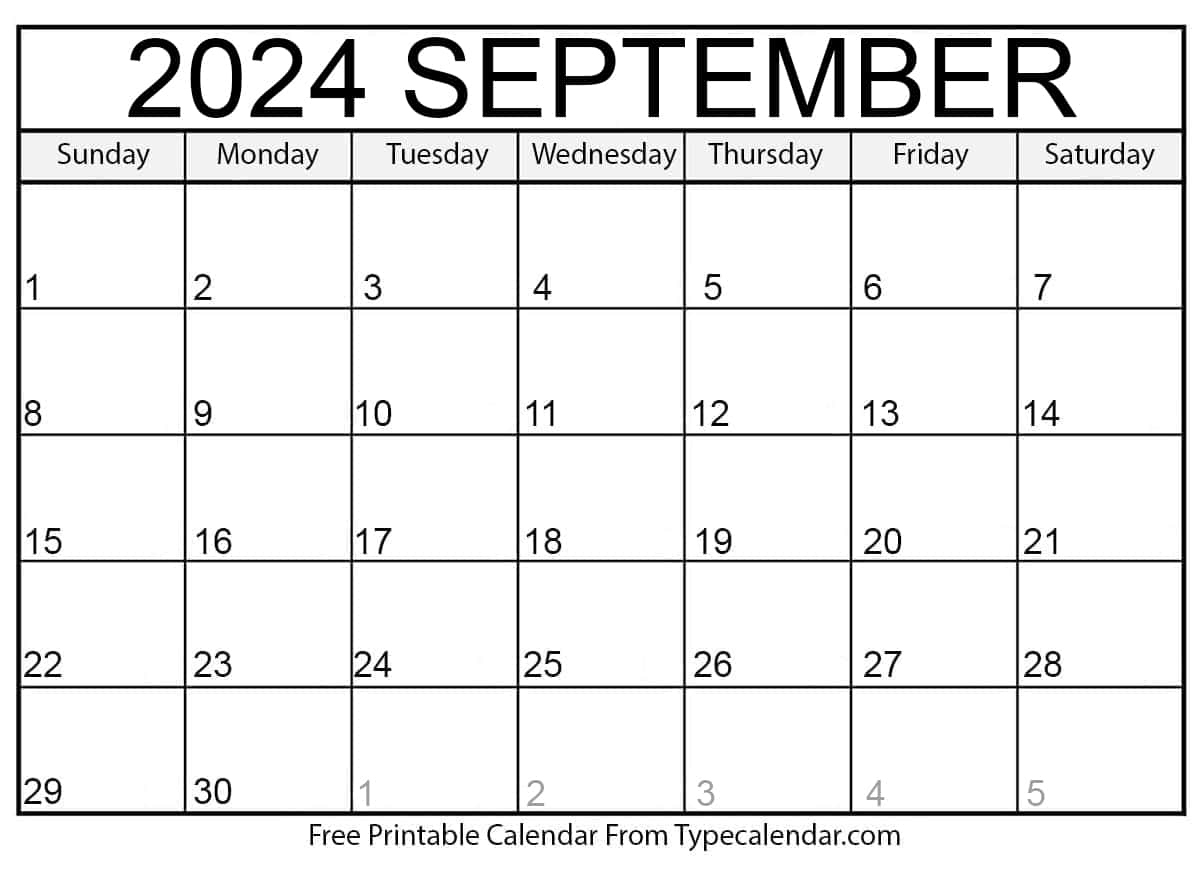 Free Printable September 2024 Calendars - Download | Blank Calendar September 2024 to June 2025