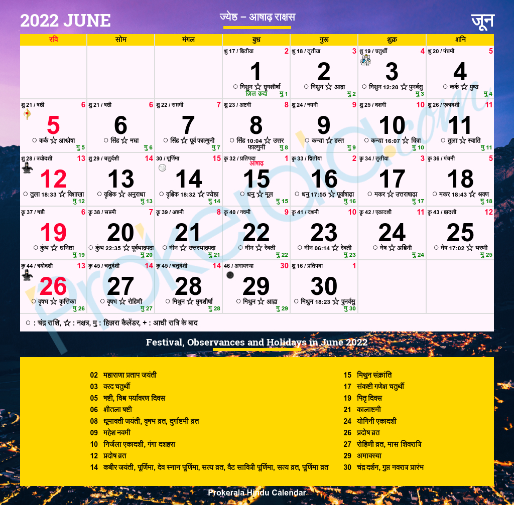 Hindu Calendar 2022, June | 23 June 1980 Hindu Calendar