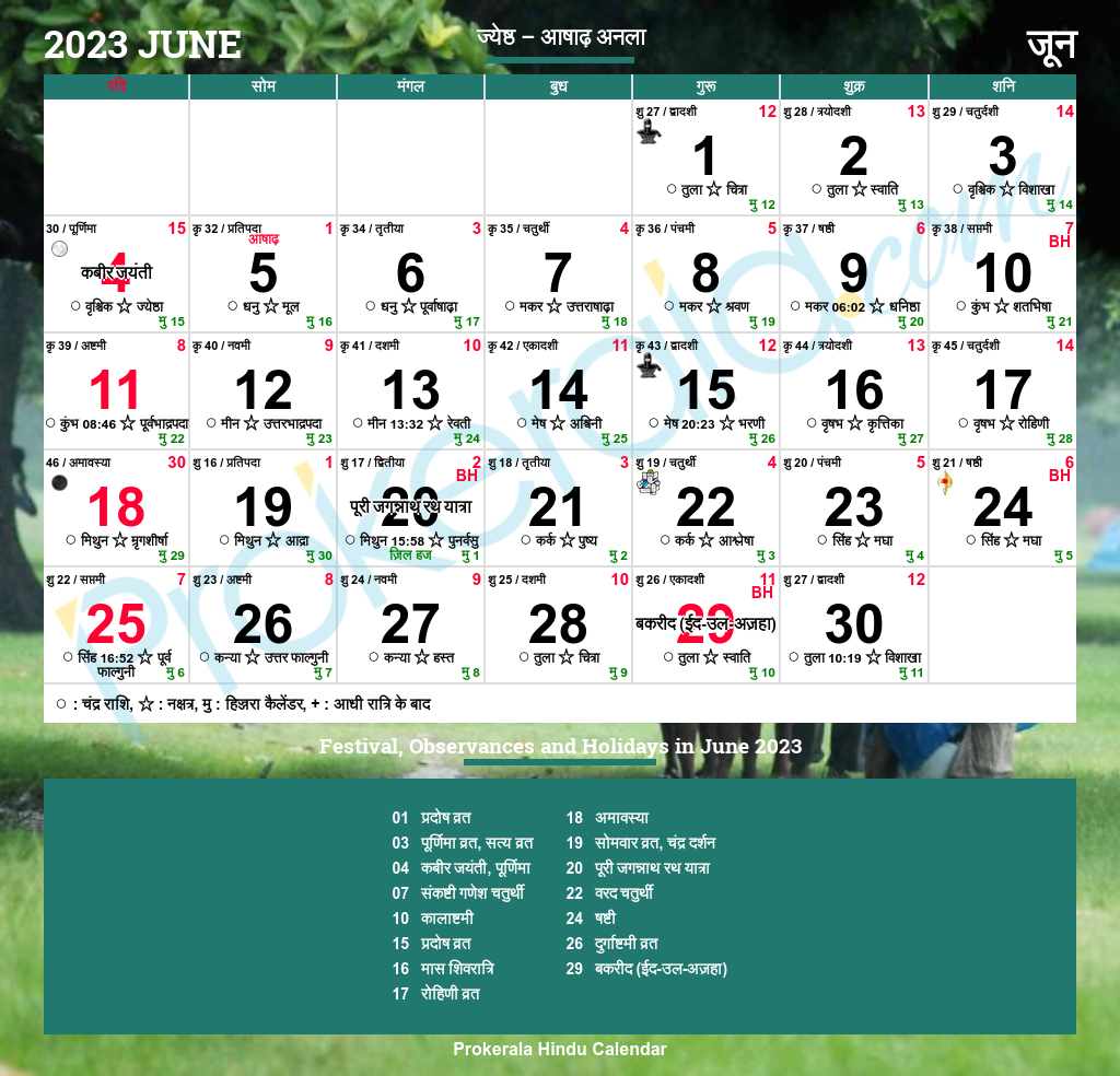 Hindu Calendar 2023, June | 23 June 1980 Hindu Calendar