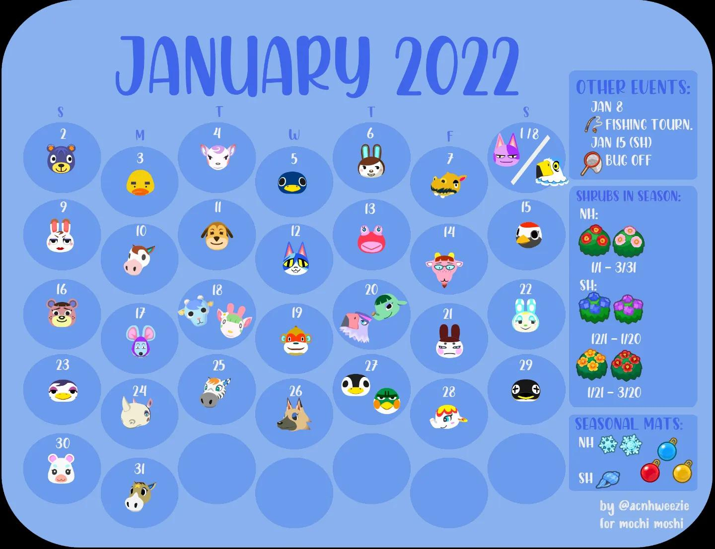 I Made A Monthly 2022 Calendar For All The Villager Birthdays And | Animal Crossing Birthday Calendar June