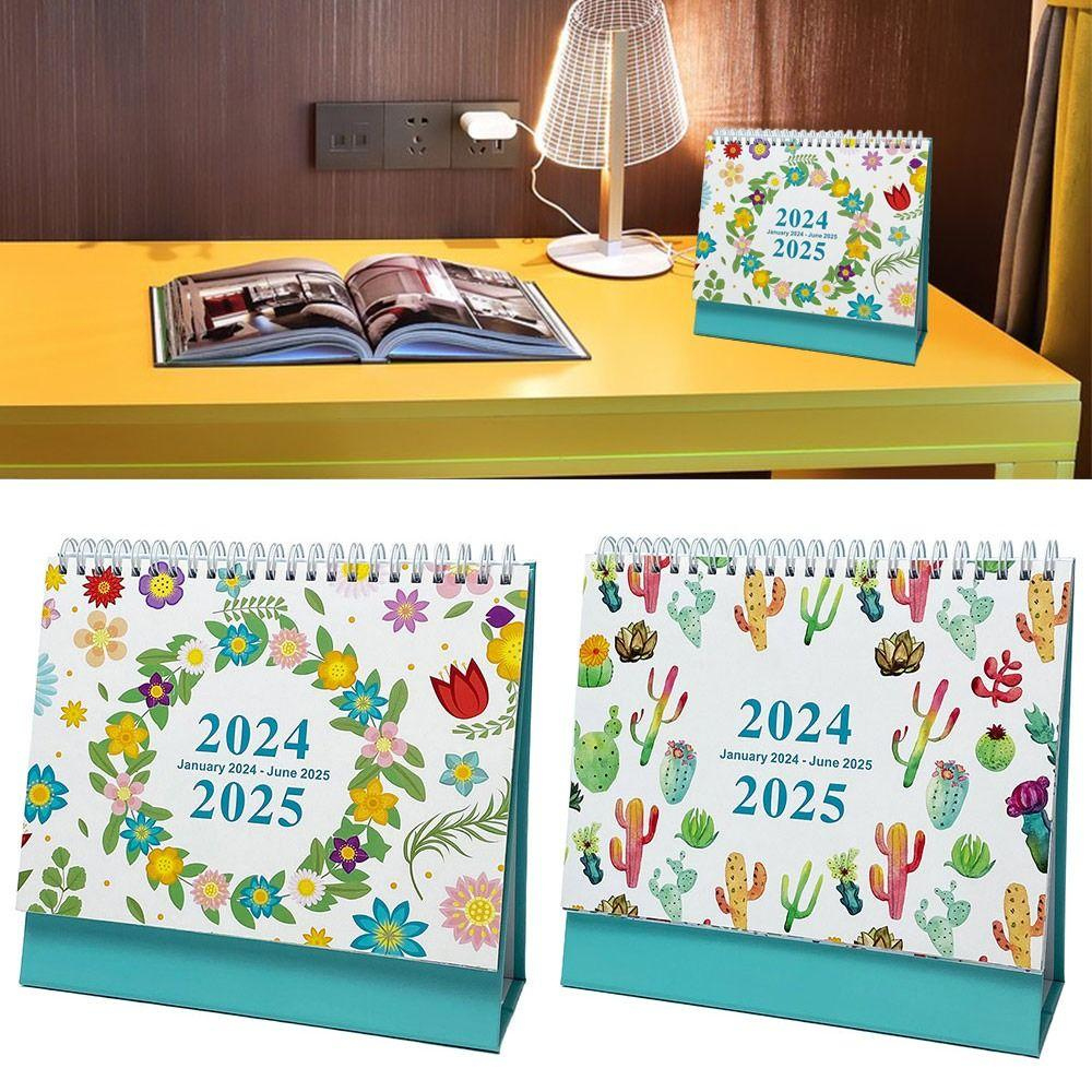 January 2024-June 2025 Desk Calendar English Table Planner Simplified 2024 Calendar School | Calendar 2024 January to June 2025