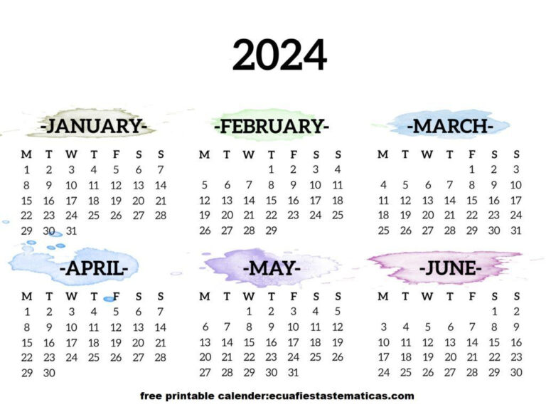 January To June 2024 Calendar Templates | Calendar Template | 2024 Calendar Jan to June