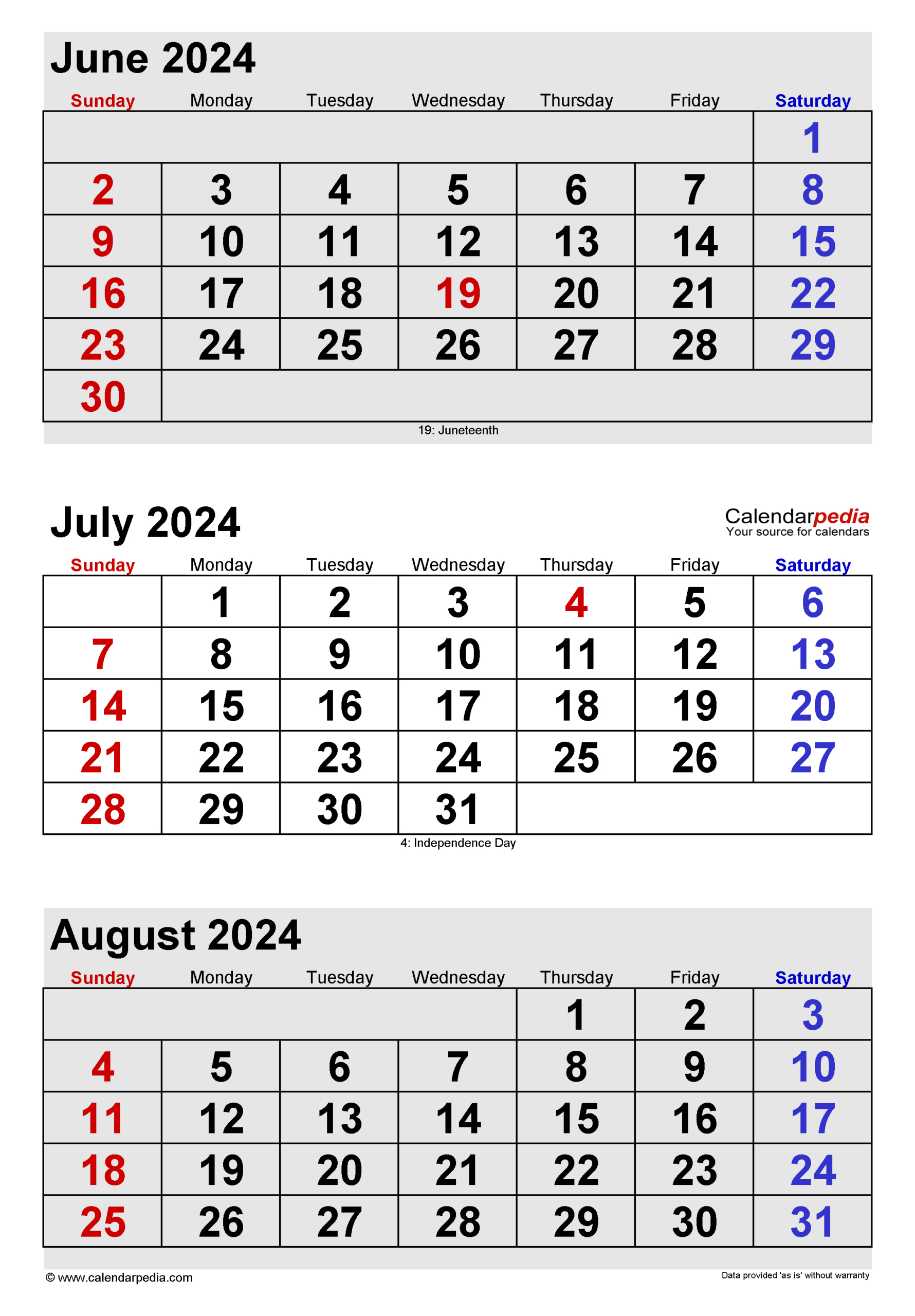 July 2024 Calendar | Templates For Word, Excel And Pdf | Calendar 2024 Printable June July August