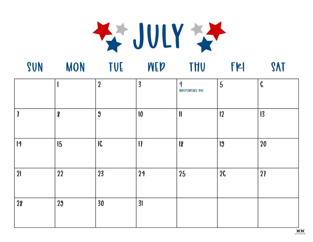 July 2024 Calendars - 50 Free Printables | Printabulls | Free Printable Calendar July 2024 to June 2024