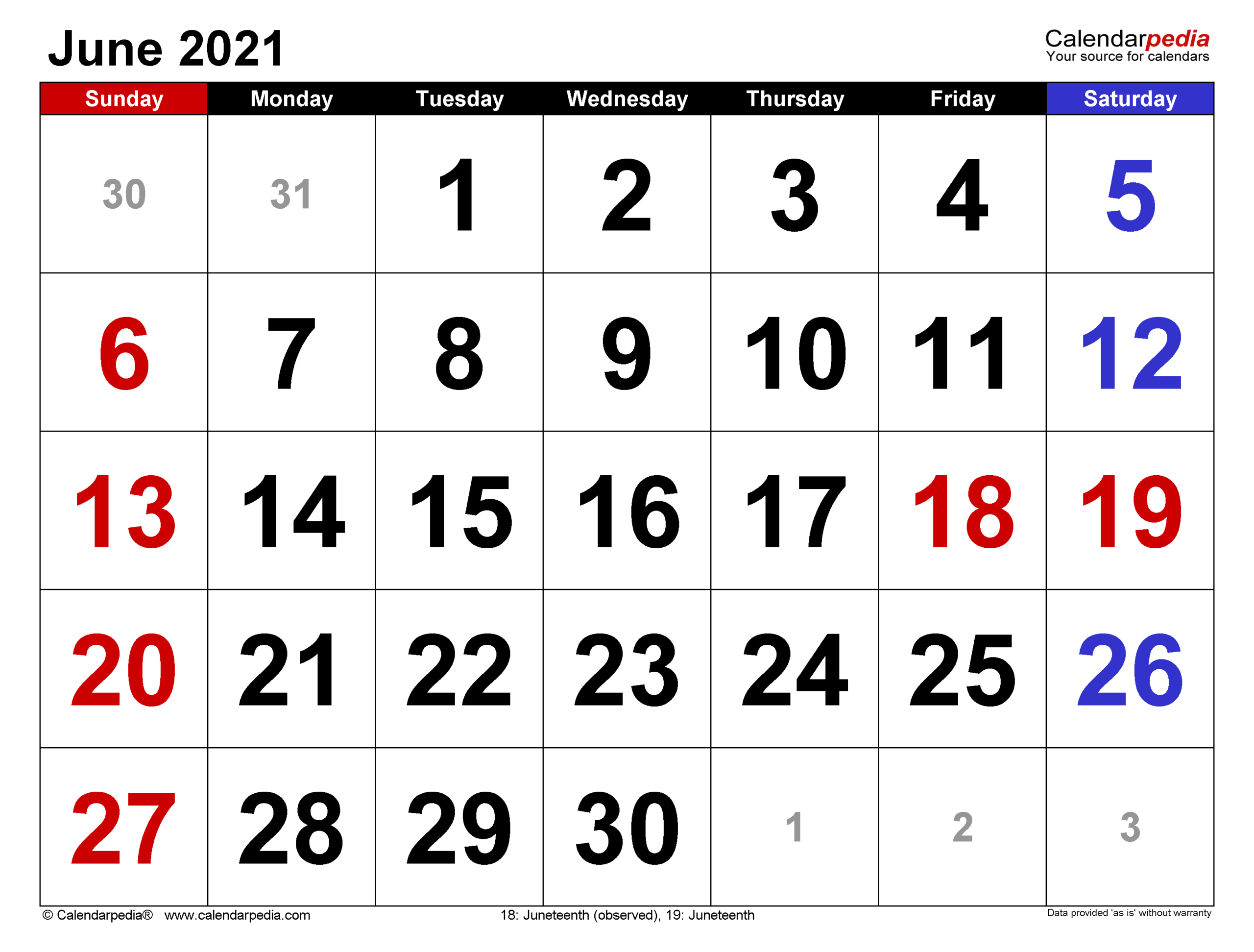 June 2021 Calendar | Templates For Word, Excel And Pdf | Give Me A Calendar For The Month Of June