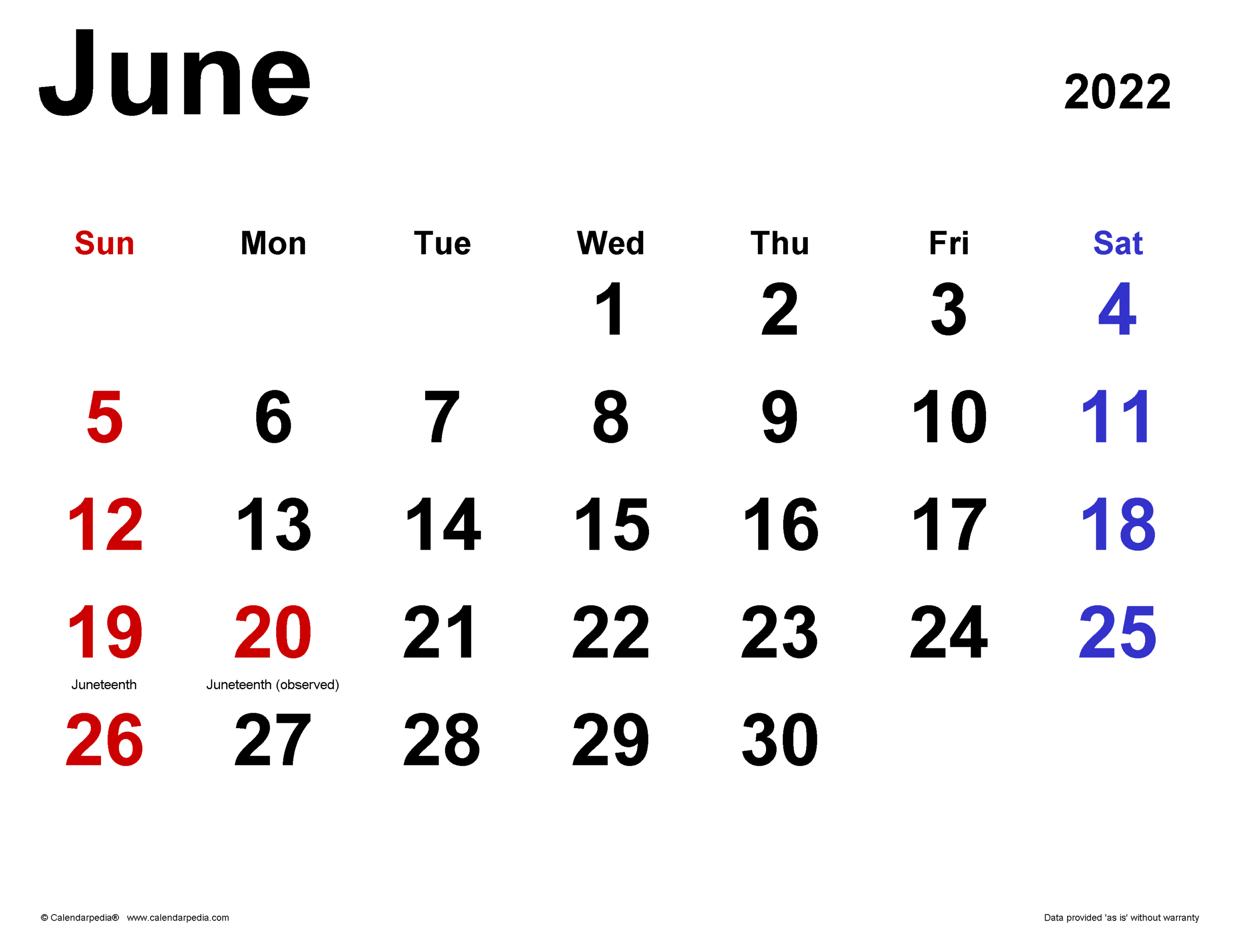 June 2022 Calendar | Templates For Word, Excel And Pdf | Give Me A Calendar For The Month of June