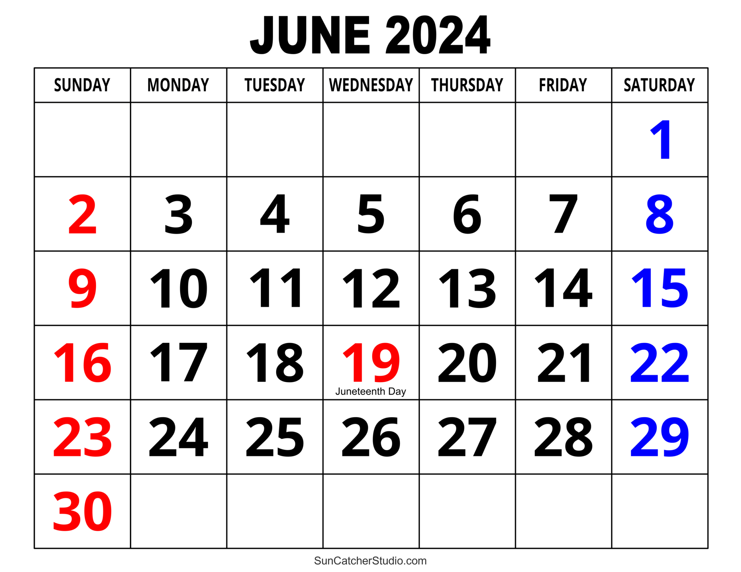 June 2024 Calendar (Free Printable) – Diy Projects, Patterns | Calendar June 2024 With Holidays