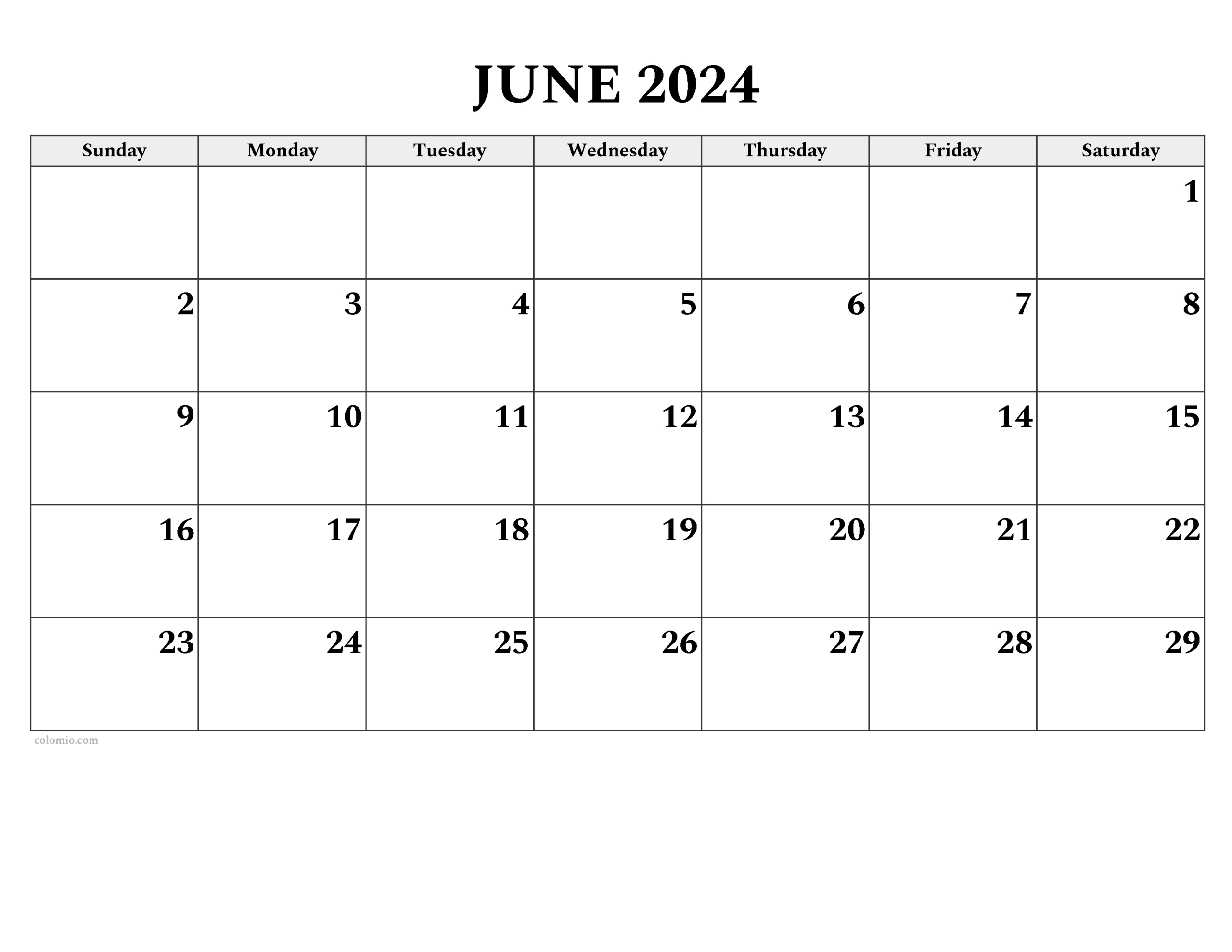 June 2024 Calendar | Free Printable Pdf, Xls And Png | 2024 Calendar June July August