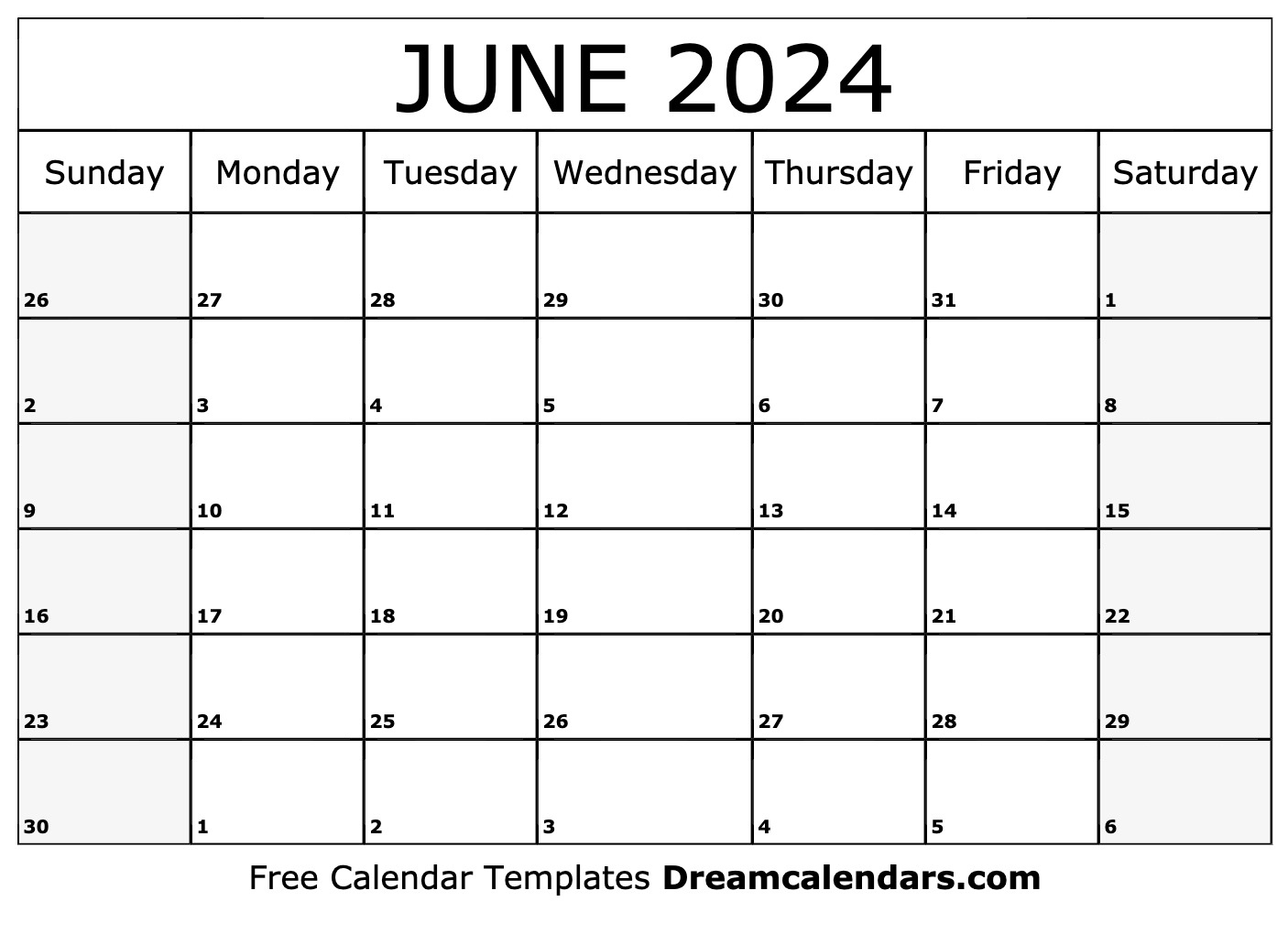 June 2024 Calendar - Free Printable With Holidays And Observances | Blank Calendar June 2024 Printable