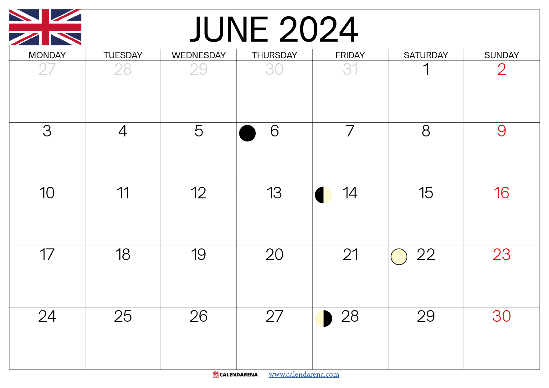 June 2024 Calendar Printable Uk In 2024 | Calendar Printables | June 2024 to June 2024 Calendar