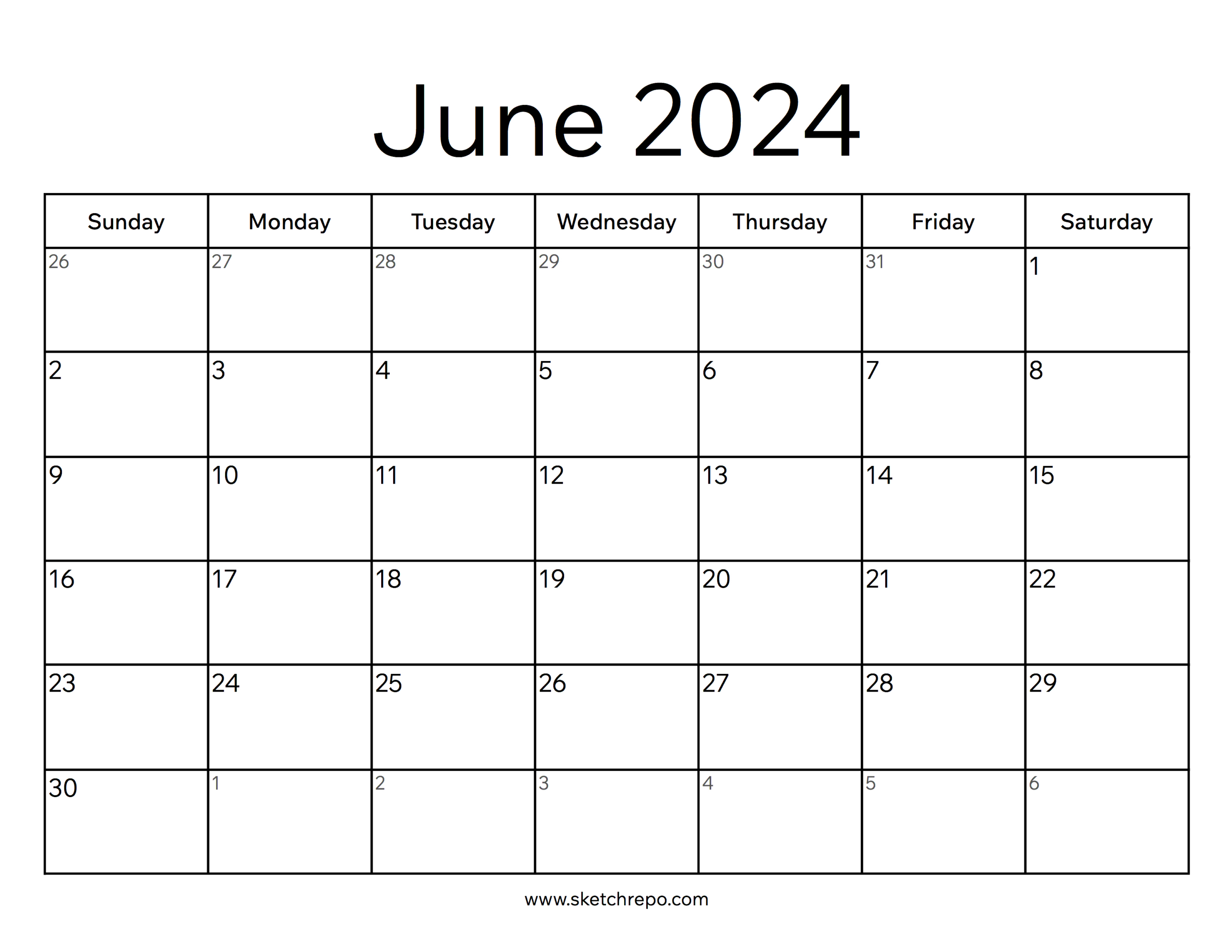 June 2024 Calendar – Sketch Repo | Month Of June Calendar 2024