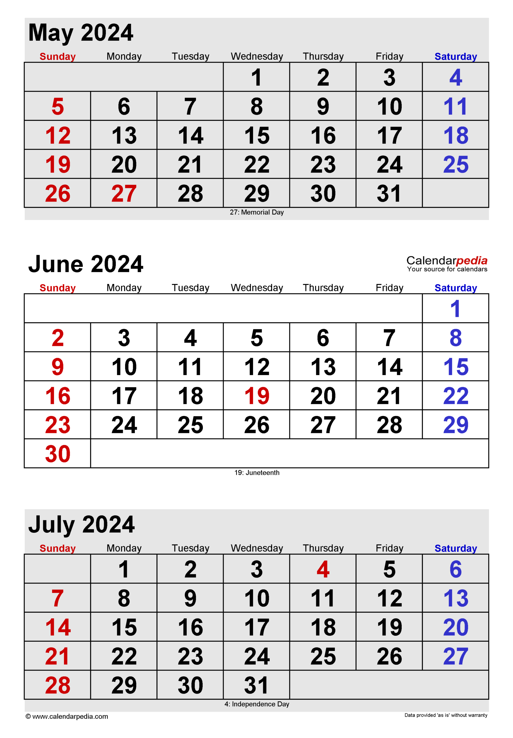 June 2024 Calendar | Templates For Word, Excel And Pdf | 2024 Calendar June July August