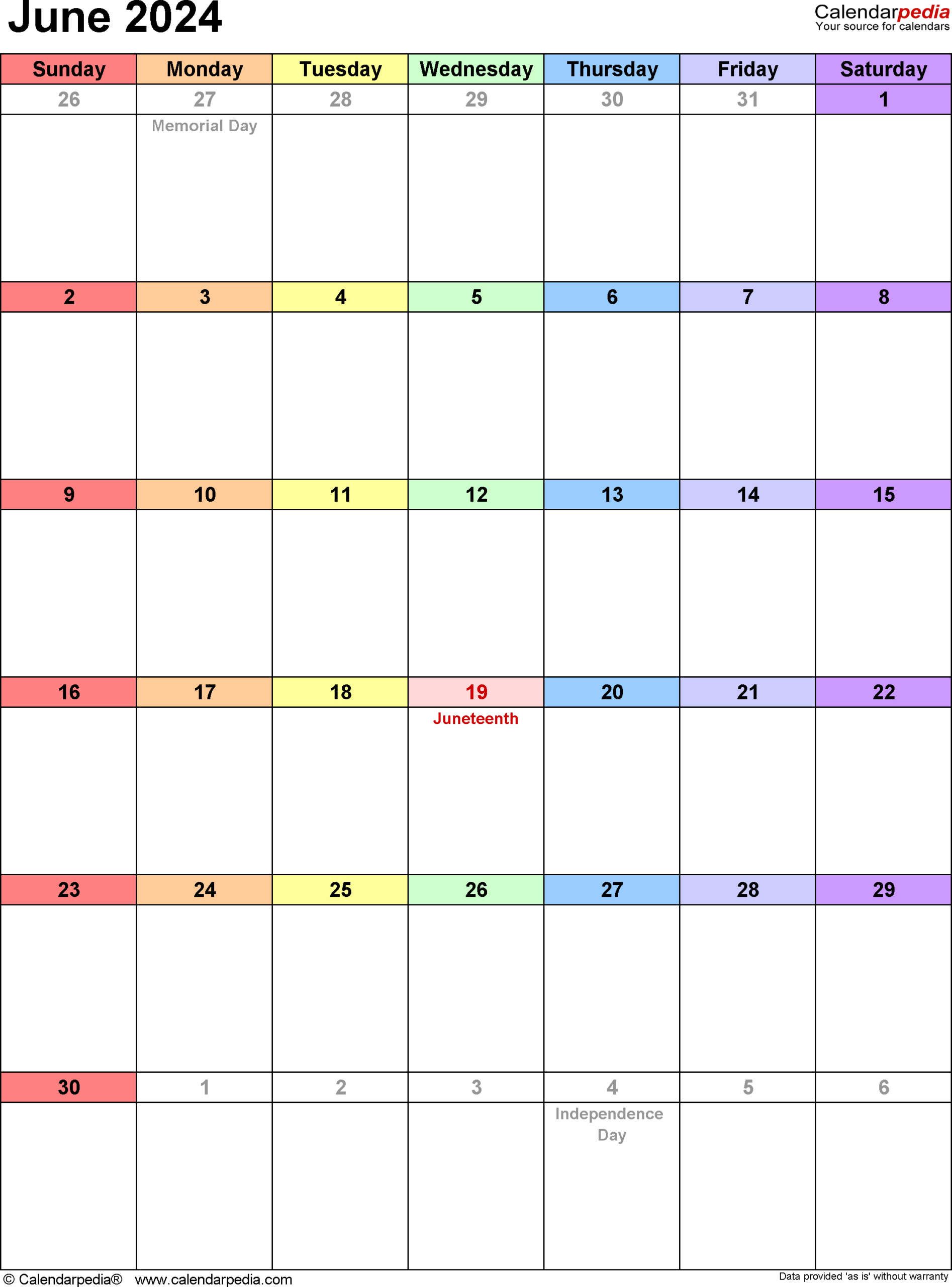 June 2024 Calendar | Templates For Word, Excel And Pdf | Editable Calendar June and July 2024