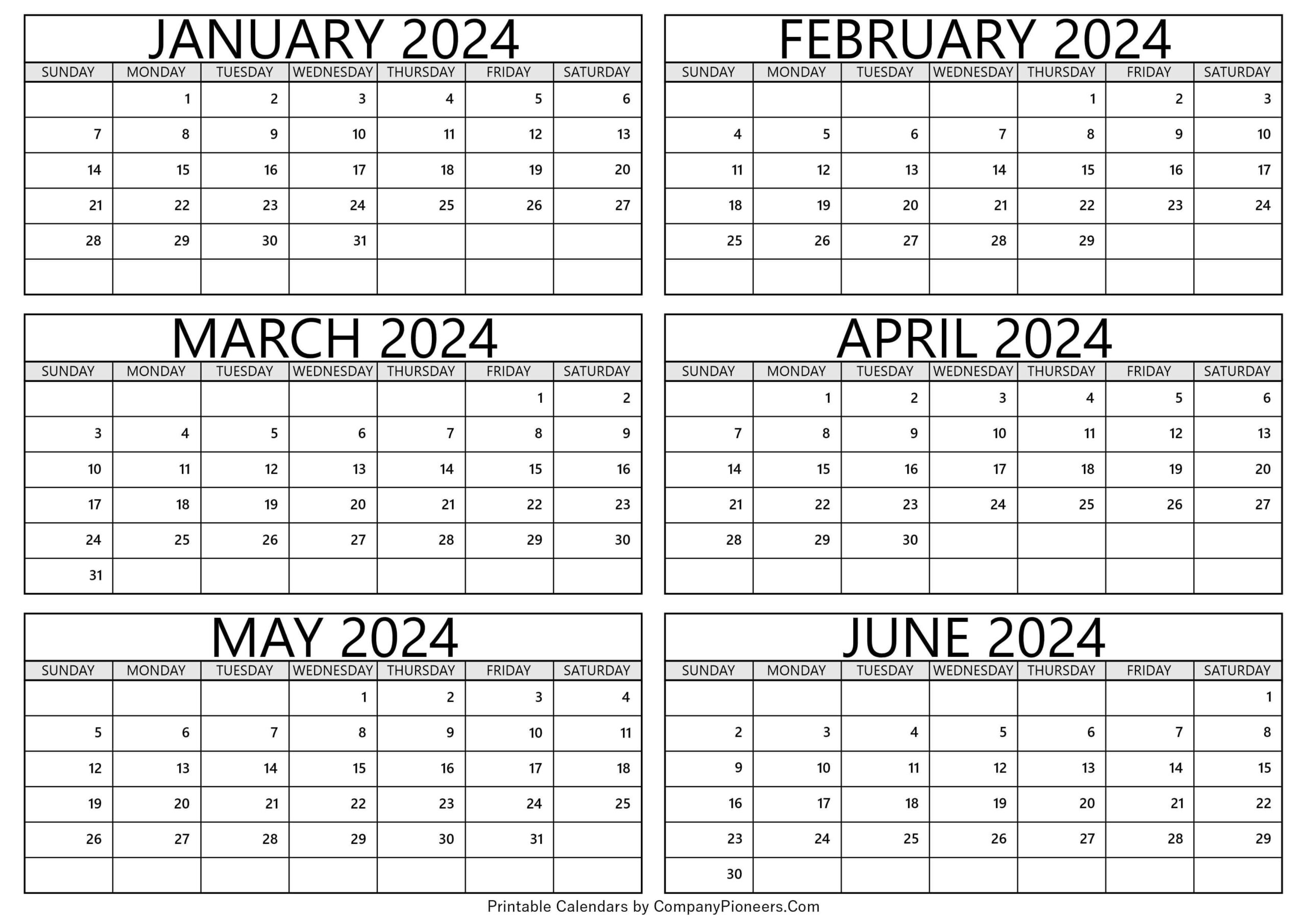 June 2024 Calendar With Day Numbers | Ioasarris.sites.sch.gr | January June 2024 Calendar Printable