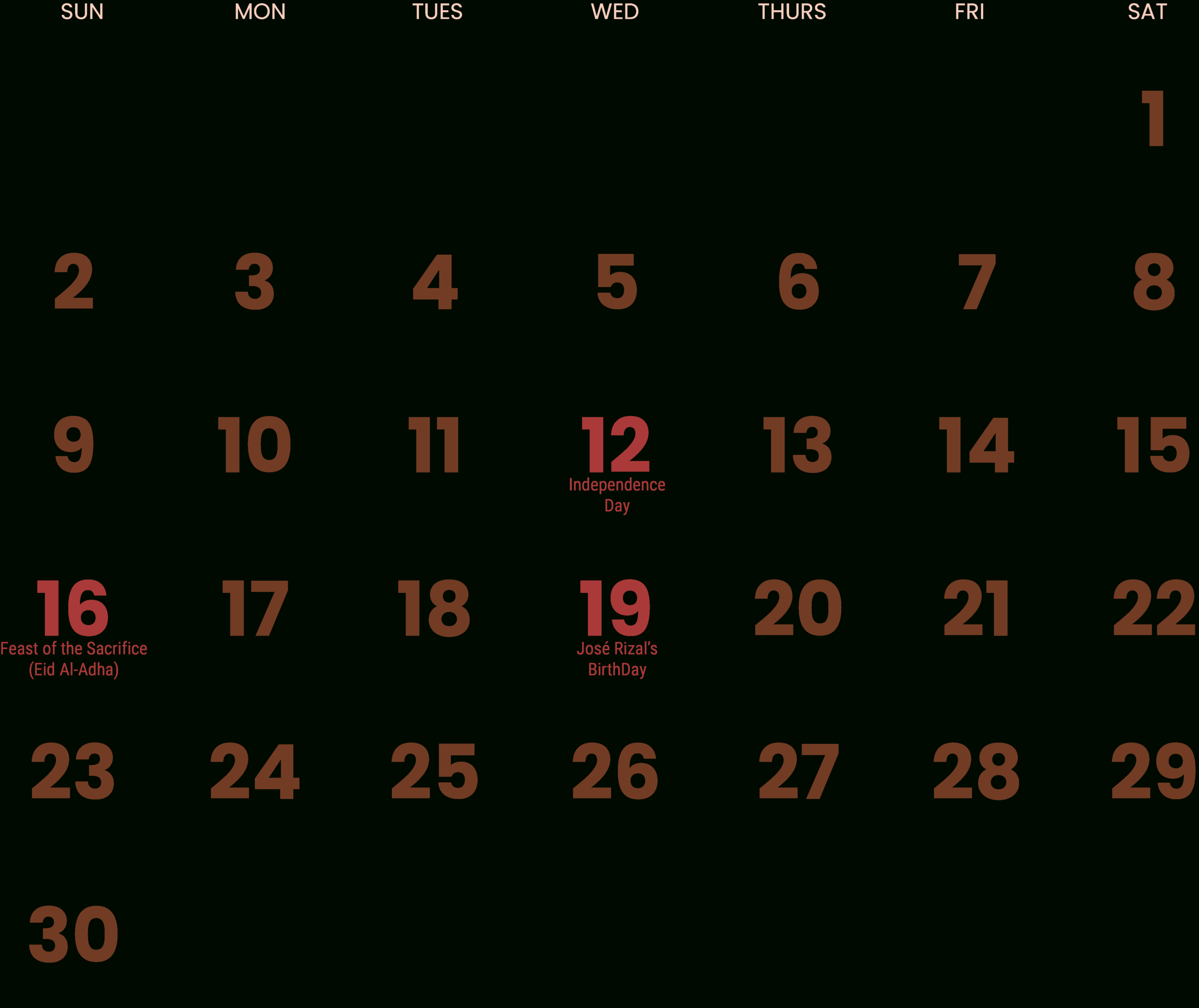 June 2024 Calendar With Holidays Philippines Template - Edit | 2024 Calendar With Holidays June