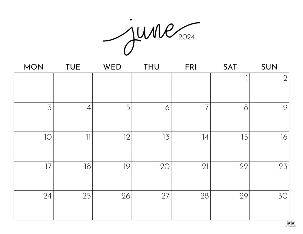 June 2024 Calendars - 50 Free Printables | Printabulls | 2024 Calendar May And June