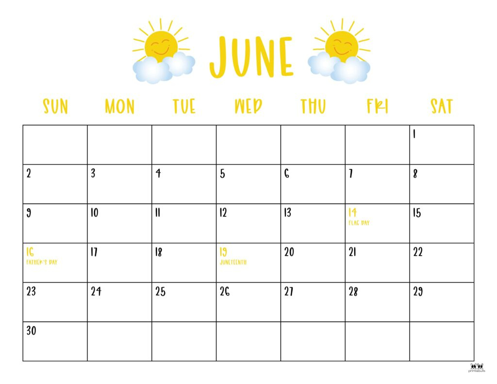 June 2024 Calendars - 50 Free Printables | Printabulls | Blank June Calendar Template 2024