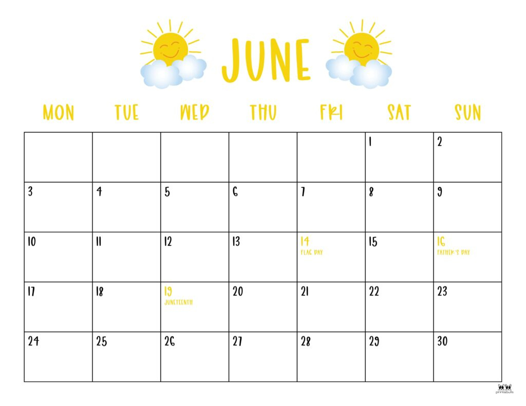 June 2024 Calendars - 50 Free Printables | Printabulls | Calendar June 2024 Printable Free