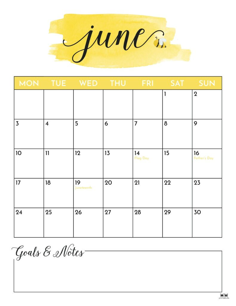 June 2024 Calendars - 50 Free Printables | Printabulls | Cute June 2024 Calendar Printable