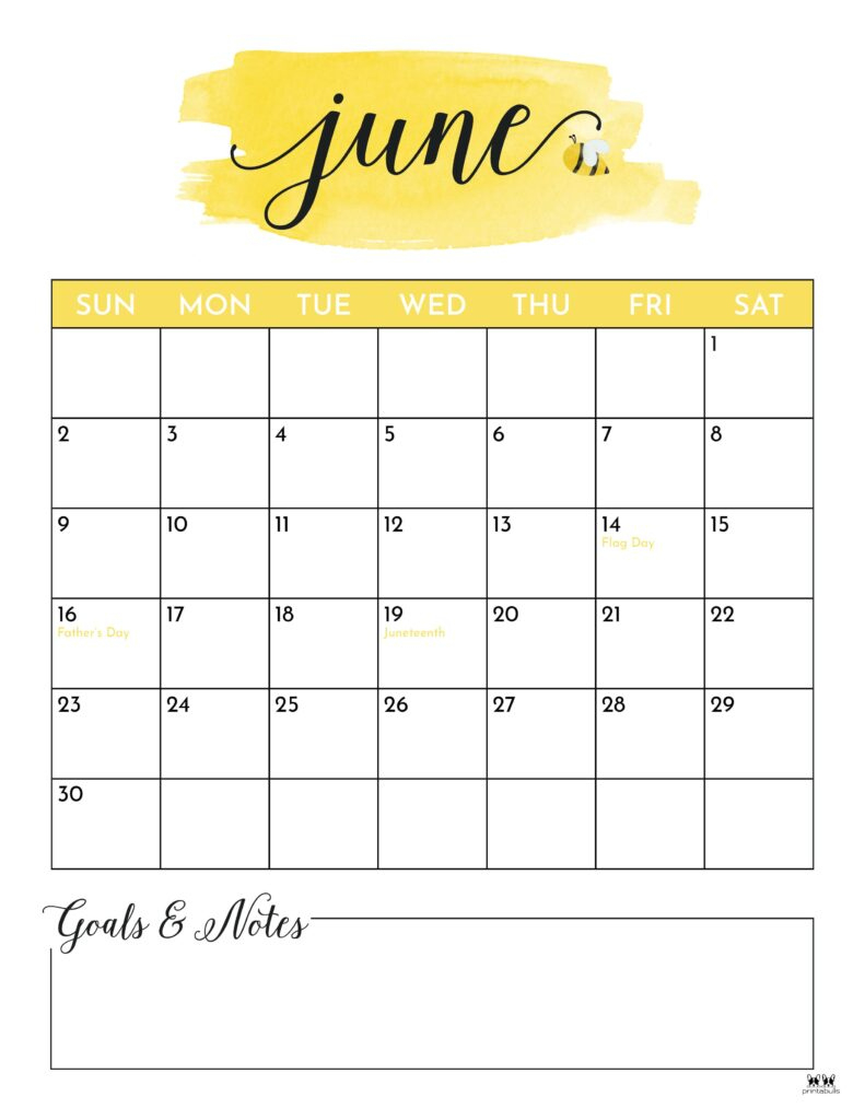 June 2024 Calendars - 50 Free Printables | Printabulls | Daily Calendar For June 2024